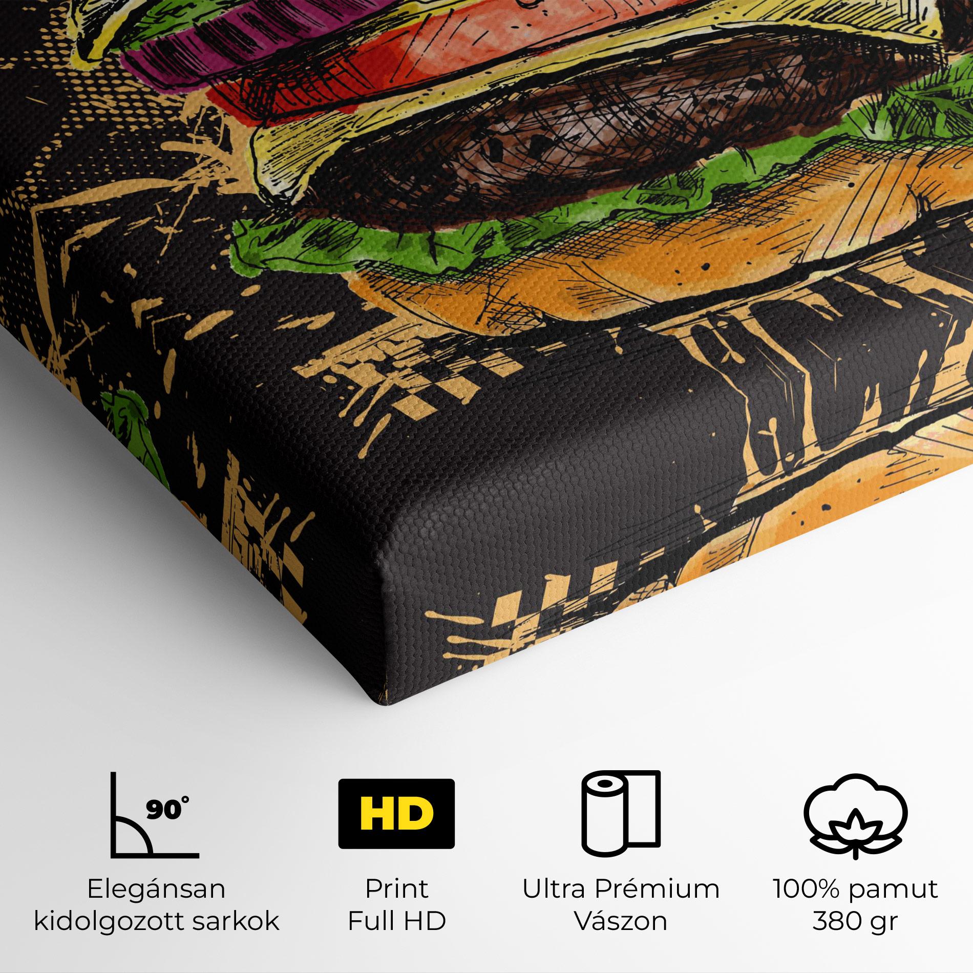 Vászonkép Burger Drawing mockup 4