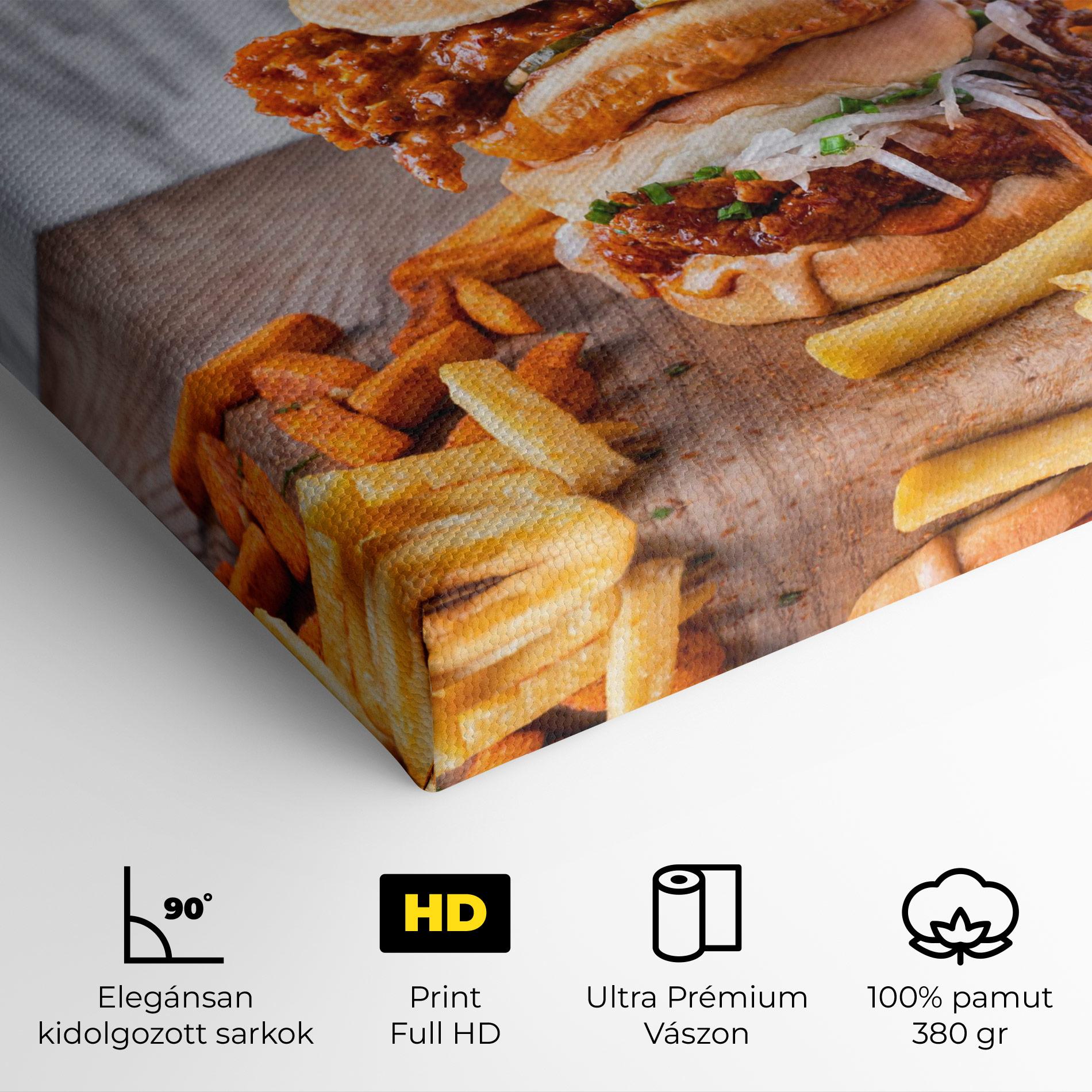 Vászonkép Triple Hamburger mockup 4