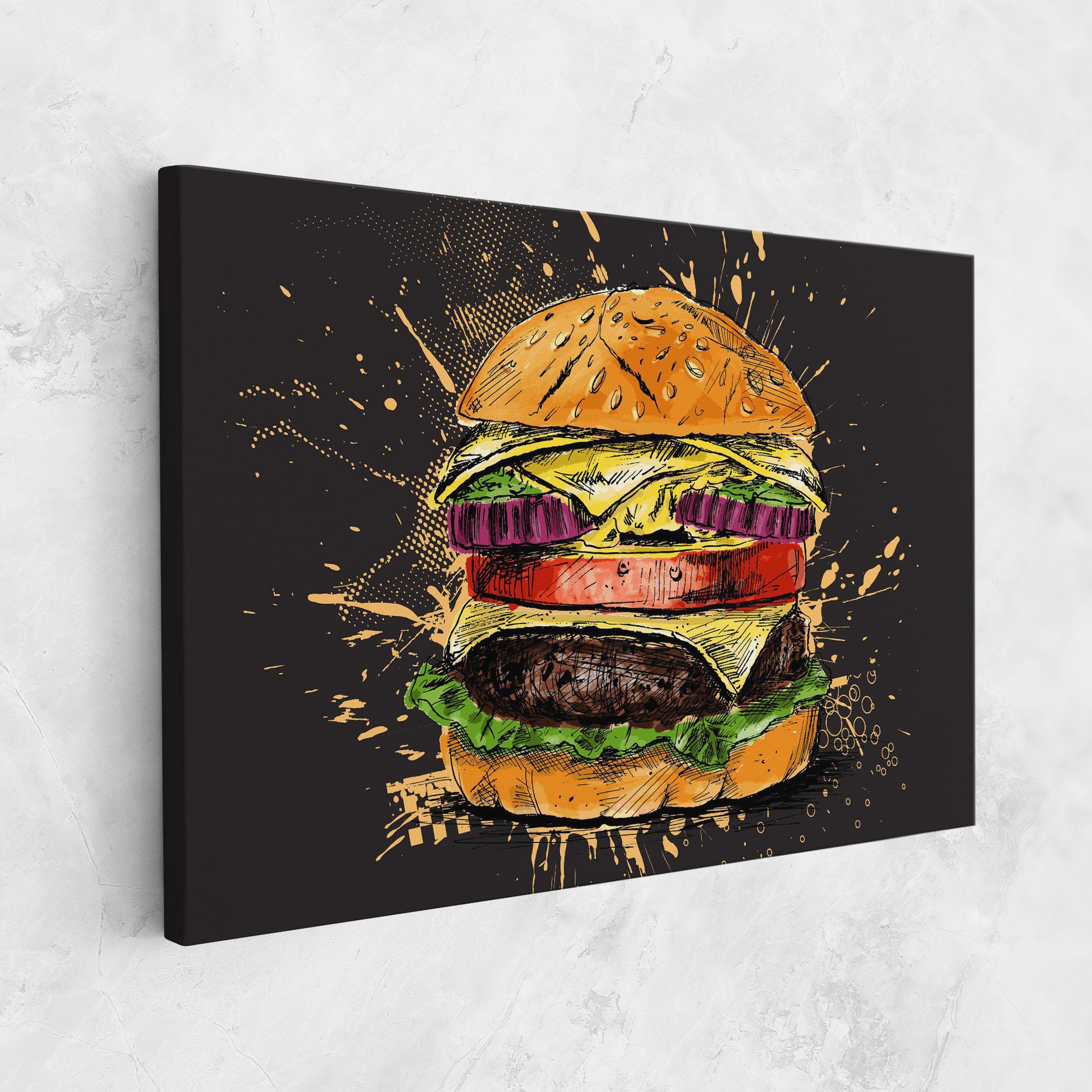 Vászonkép Burger Drawing mockup 1