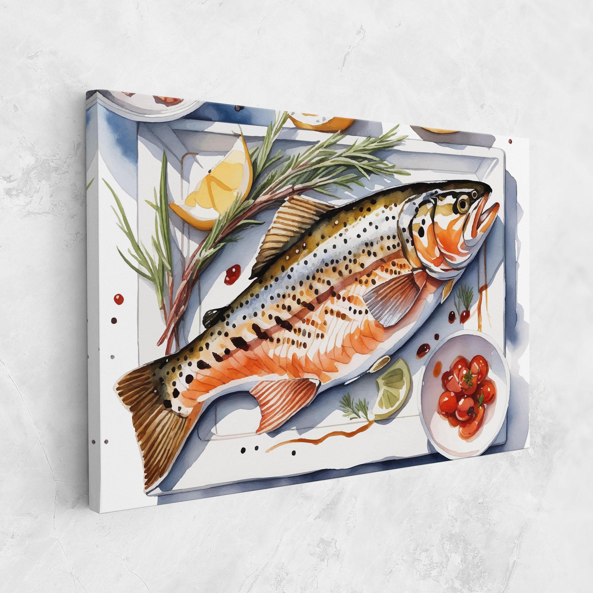 Vászonkép Grilled Trout mockup 1