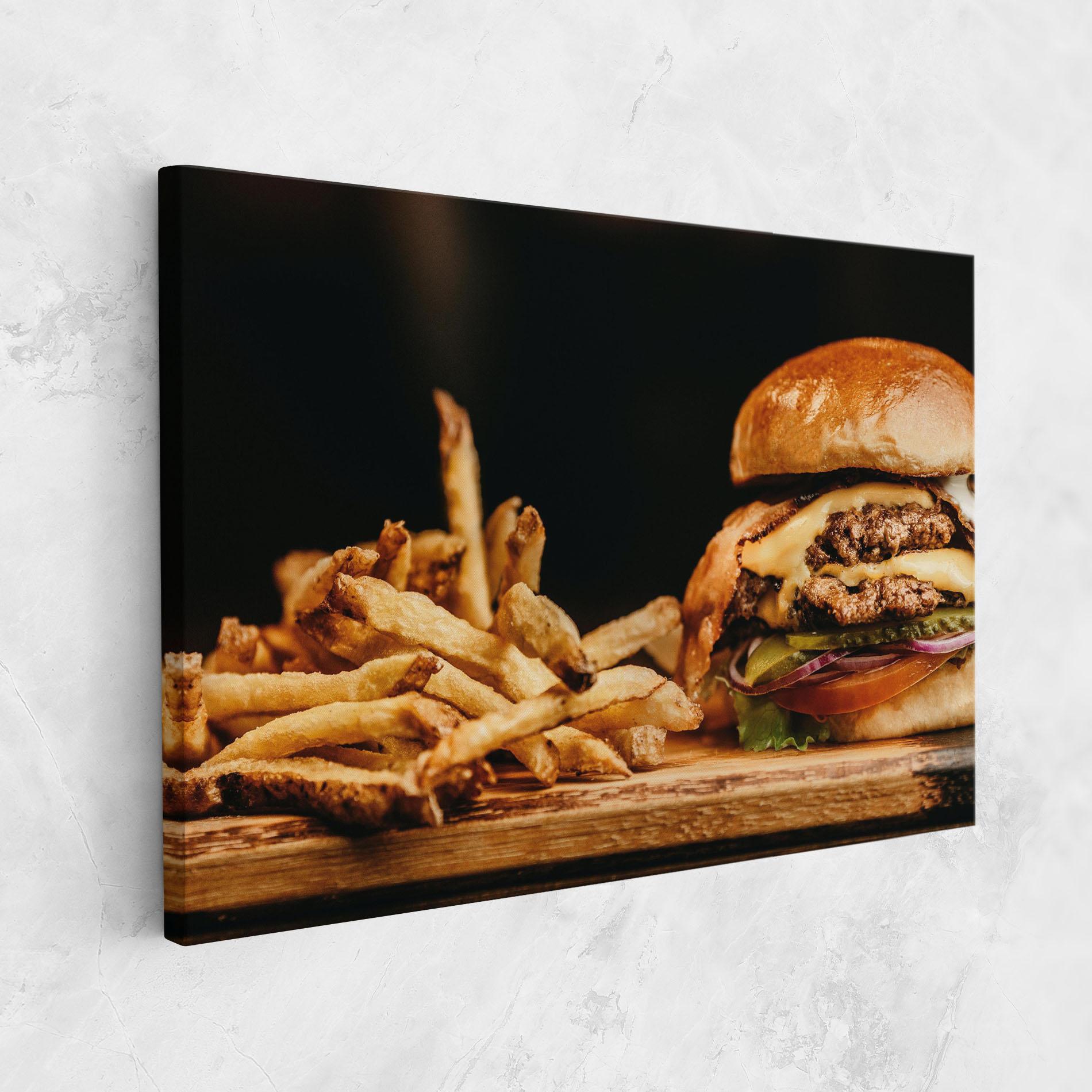 Vászonkép Hamburger With Fries mockup 1