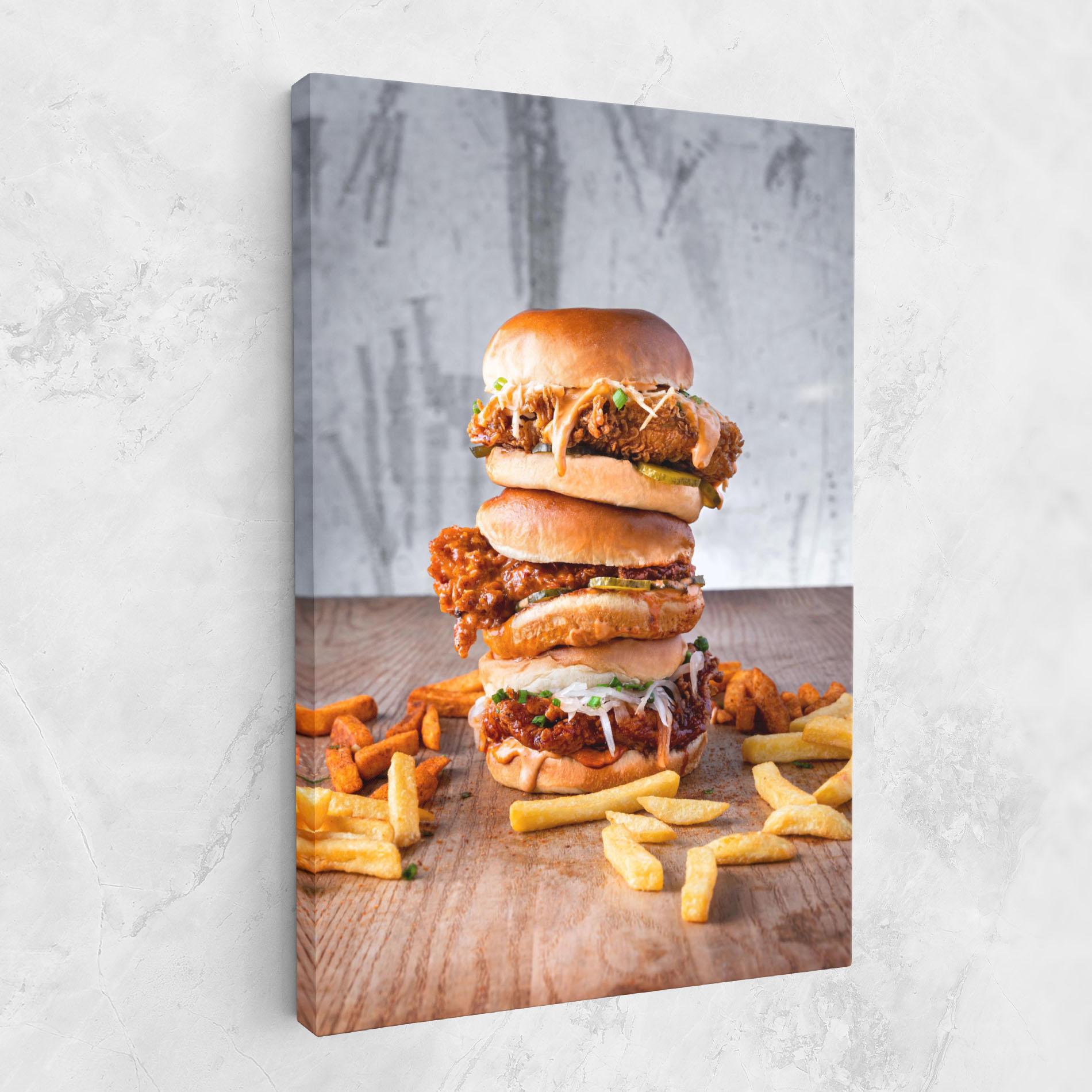 Vászonkép Triple Hamburger mockup 1