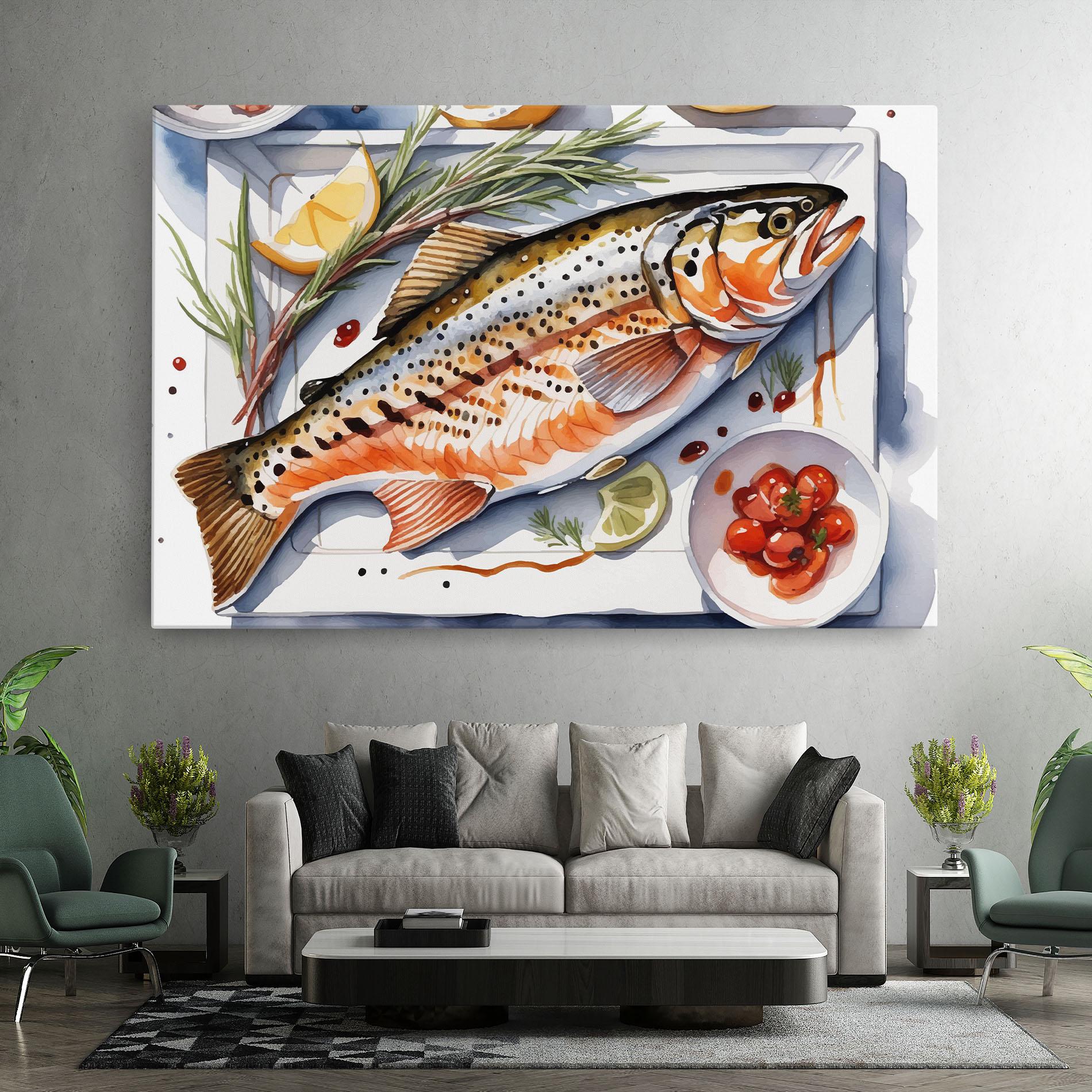 Vászonkép Grilled Trout mockup 7