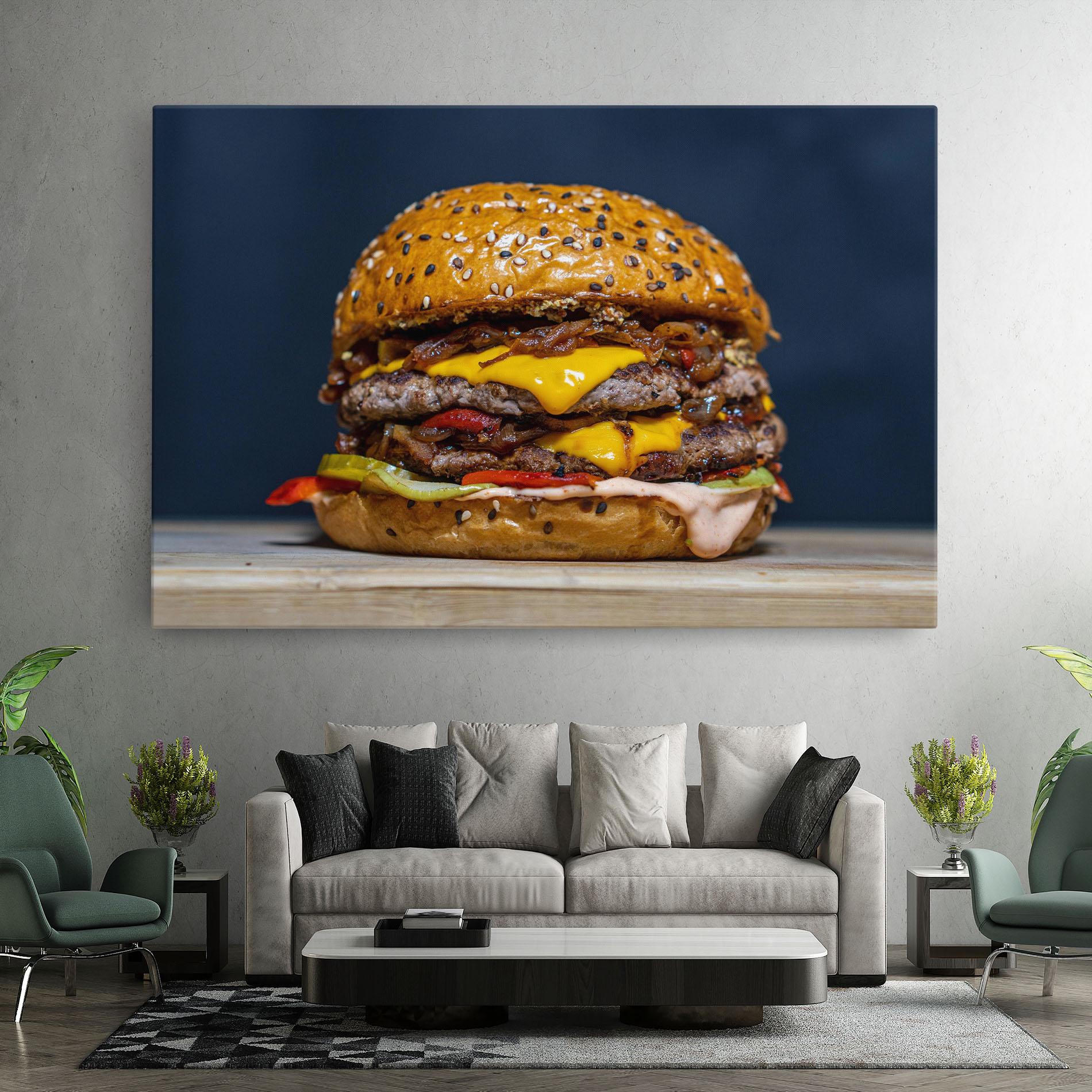 Vászonkép Tasty Hamburger mockup 7
