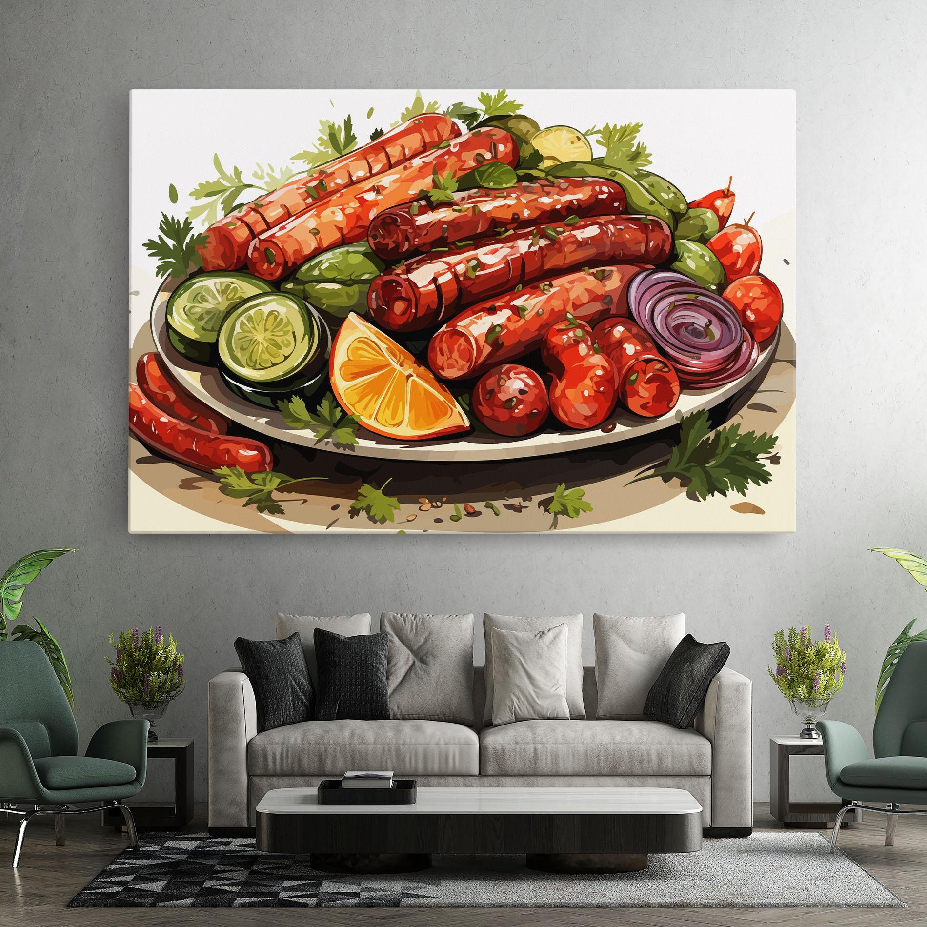 Vászonkép Tasty Sousages mockup 7