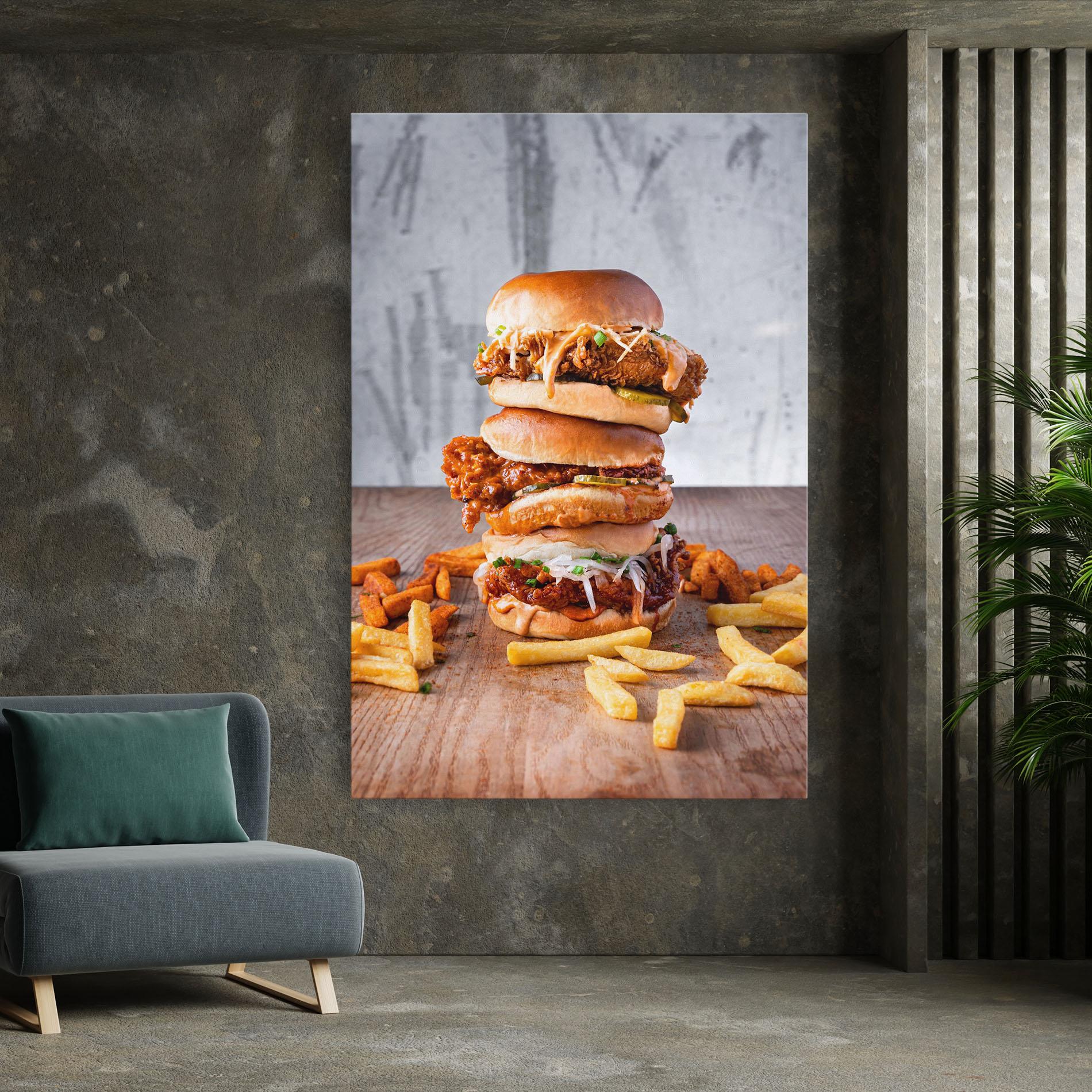 Vászonkép Triple Hamburger mockup 7