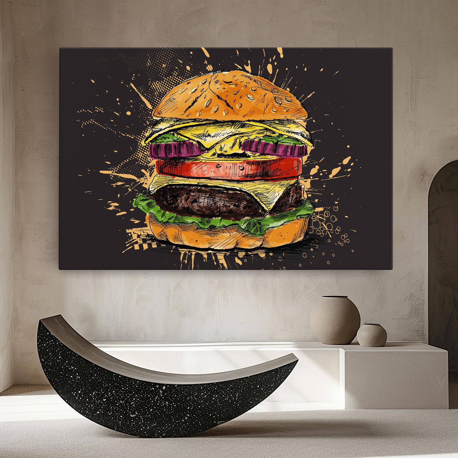 Vászonkép Burger Drawing mockup 8