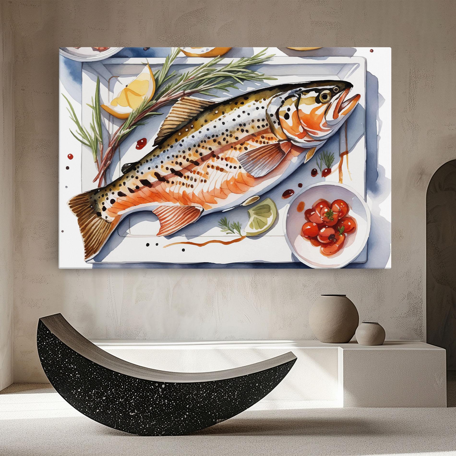 Vászonkép Grilled Trout mockup 8