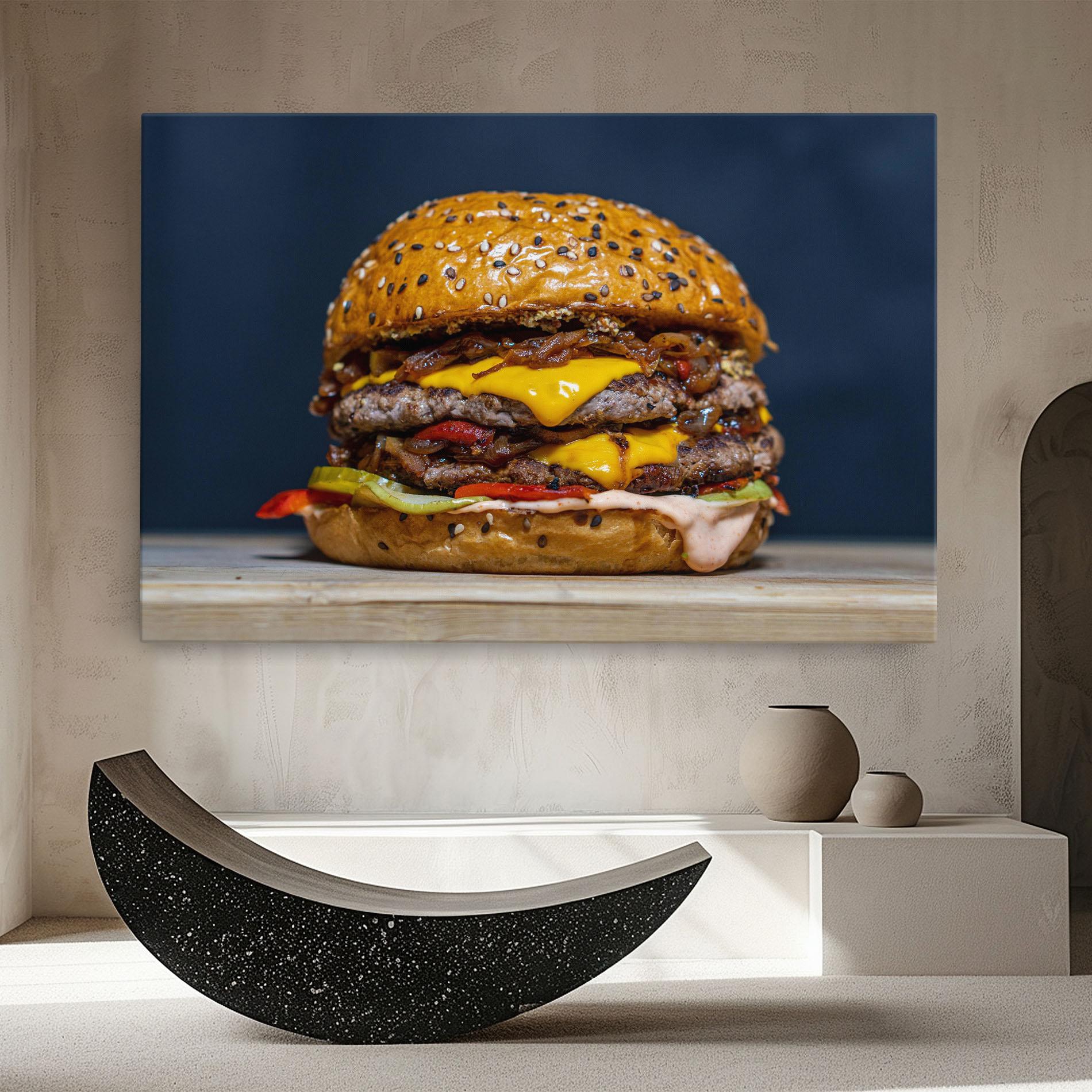 Vászonkép Tasty Hamburger mockup 8