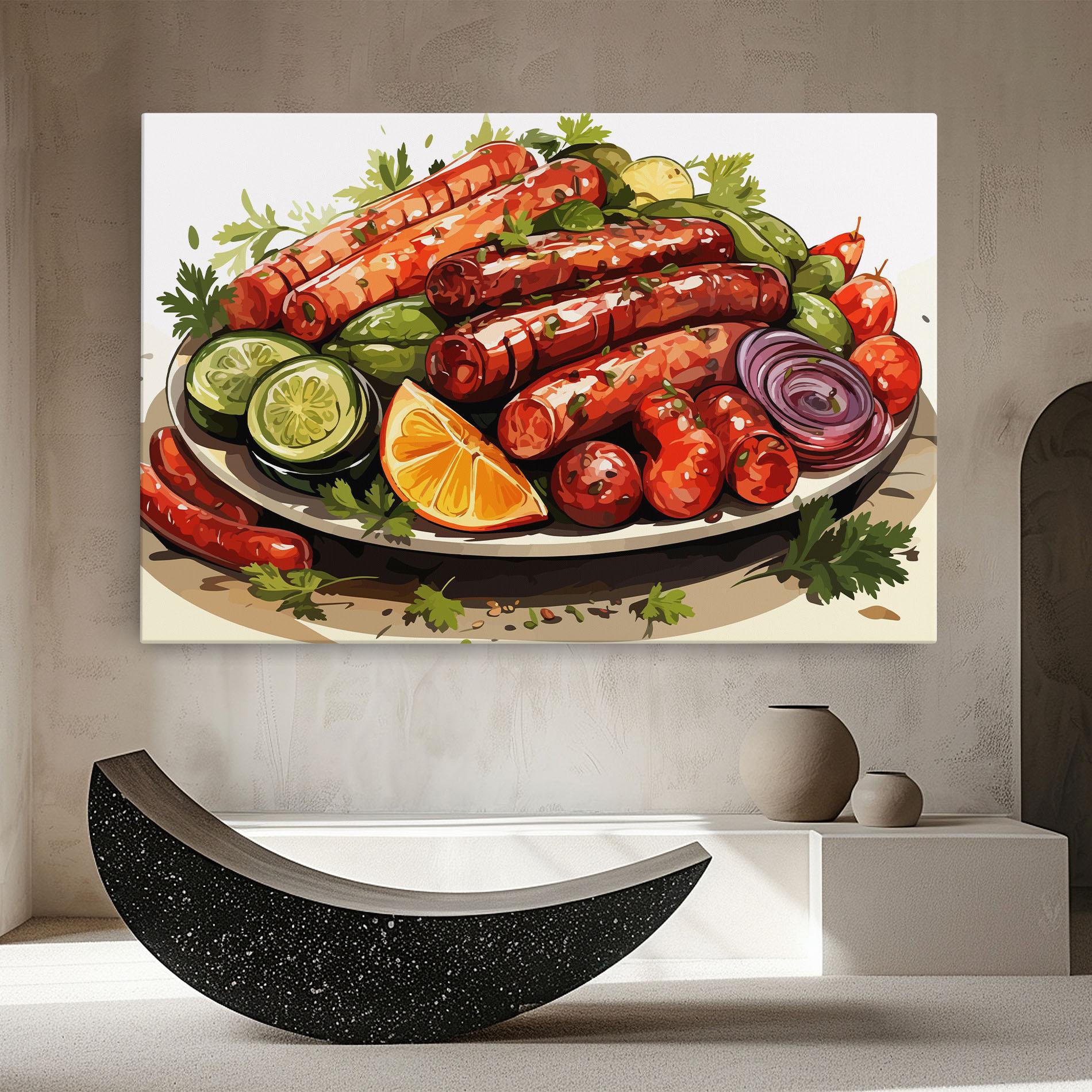 Vászonkép Tasty Sousages mockup 8