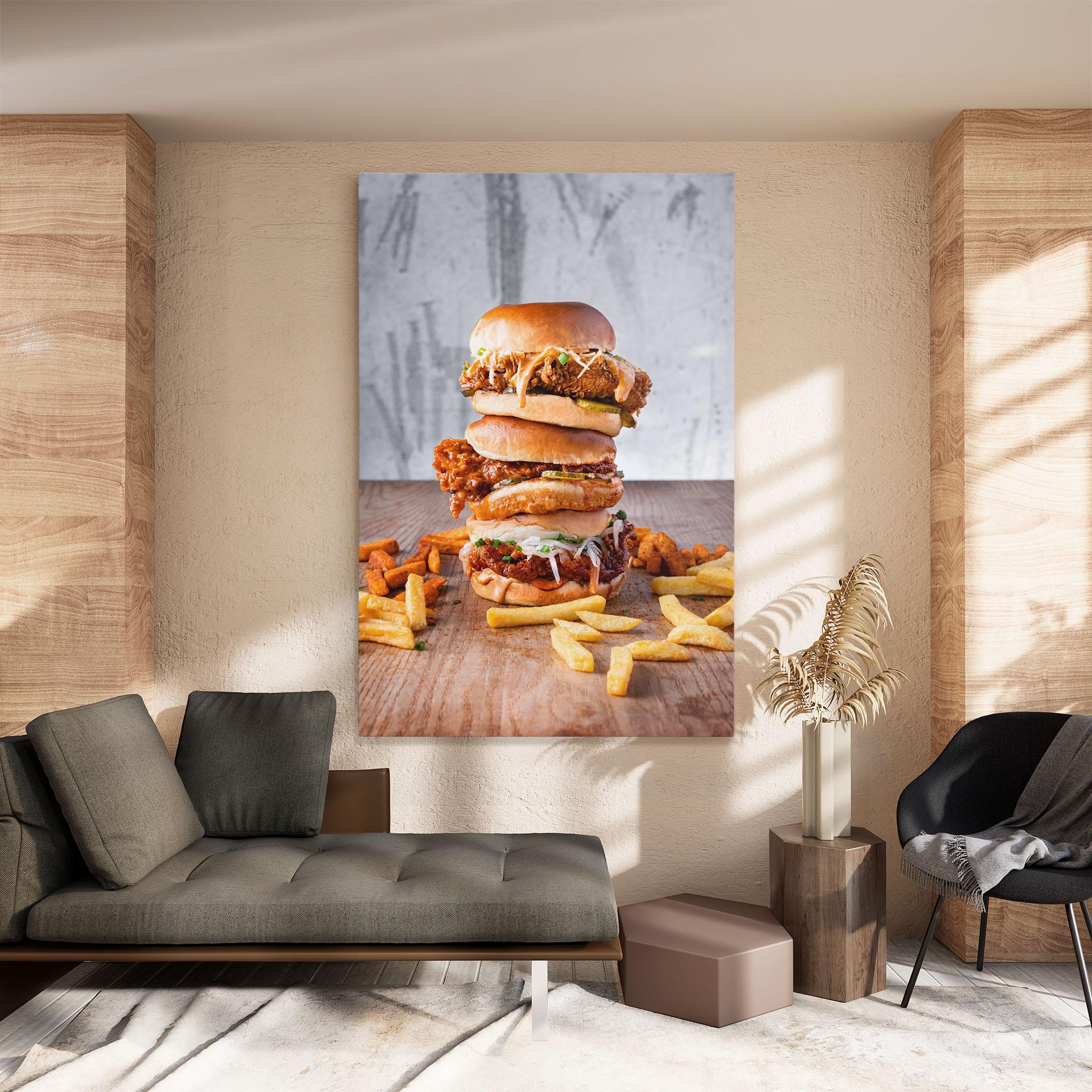 Vászonkép Triple Hamburger mockup 8