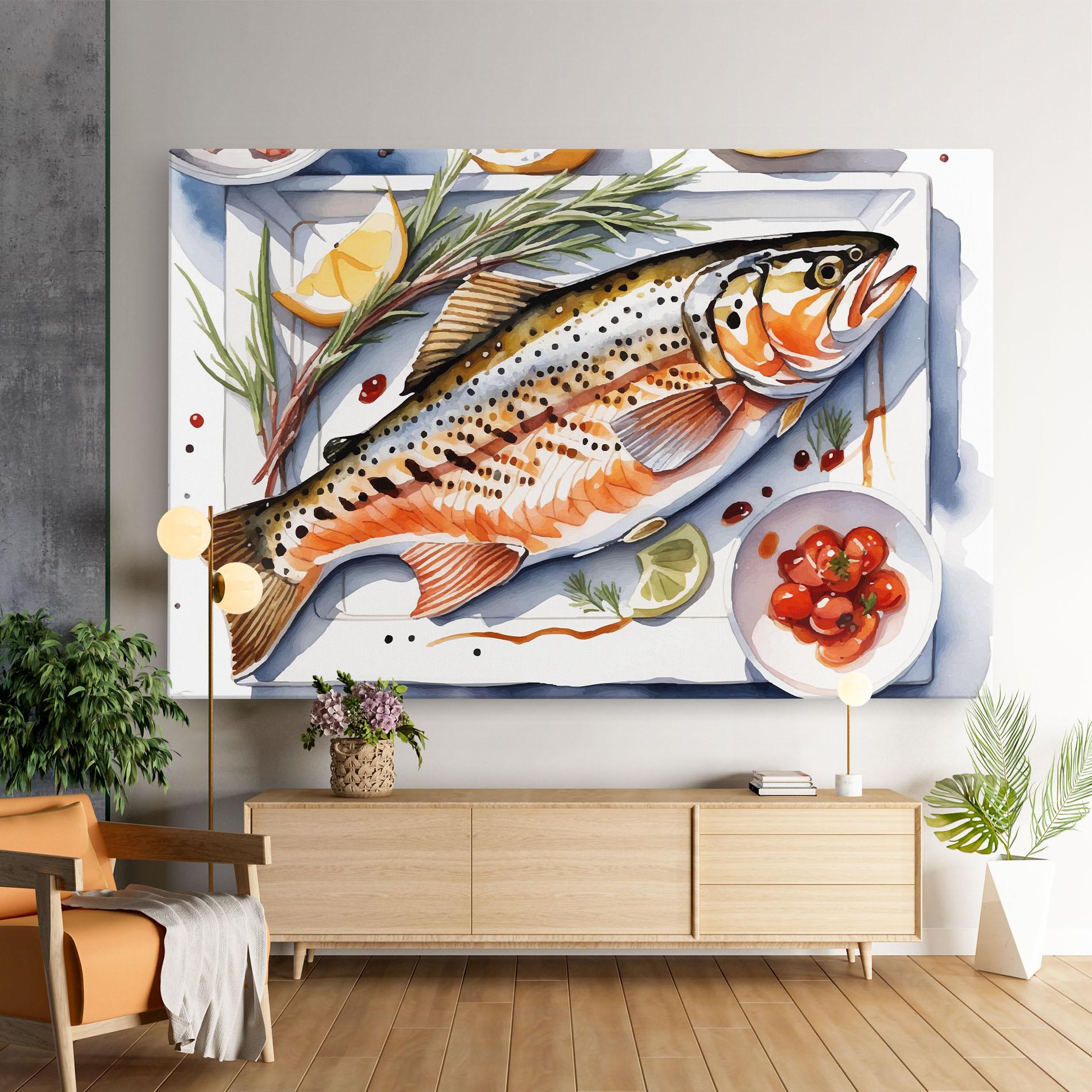 Vászonkép Grilled Trout mockup 9