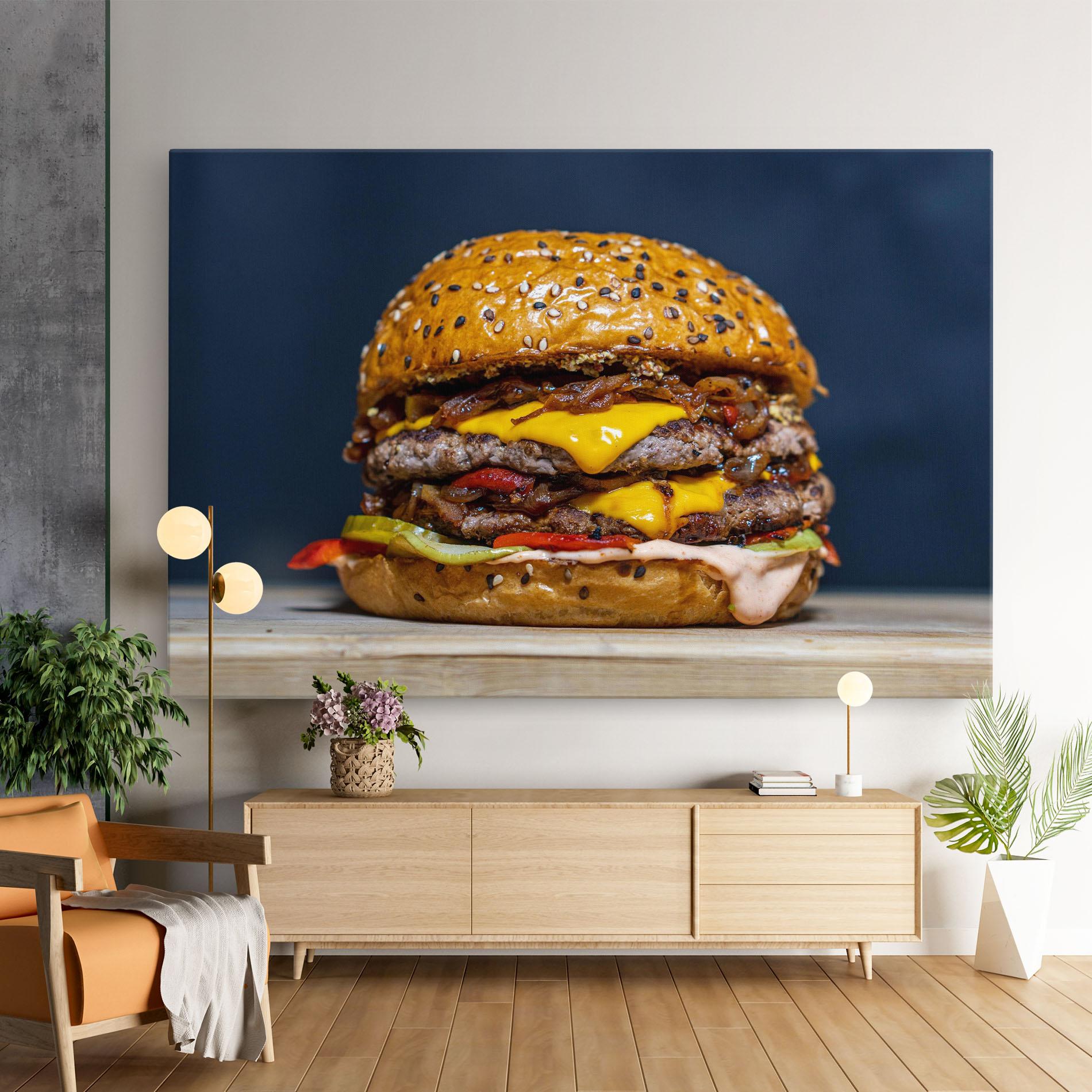 Vászonkép Tasty Hamburger mockup 9