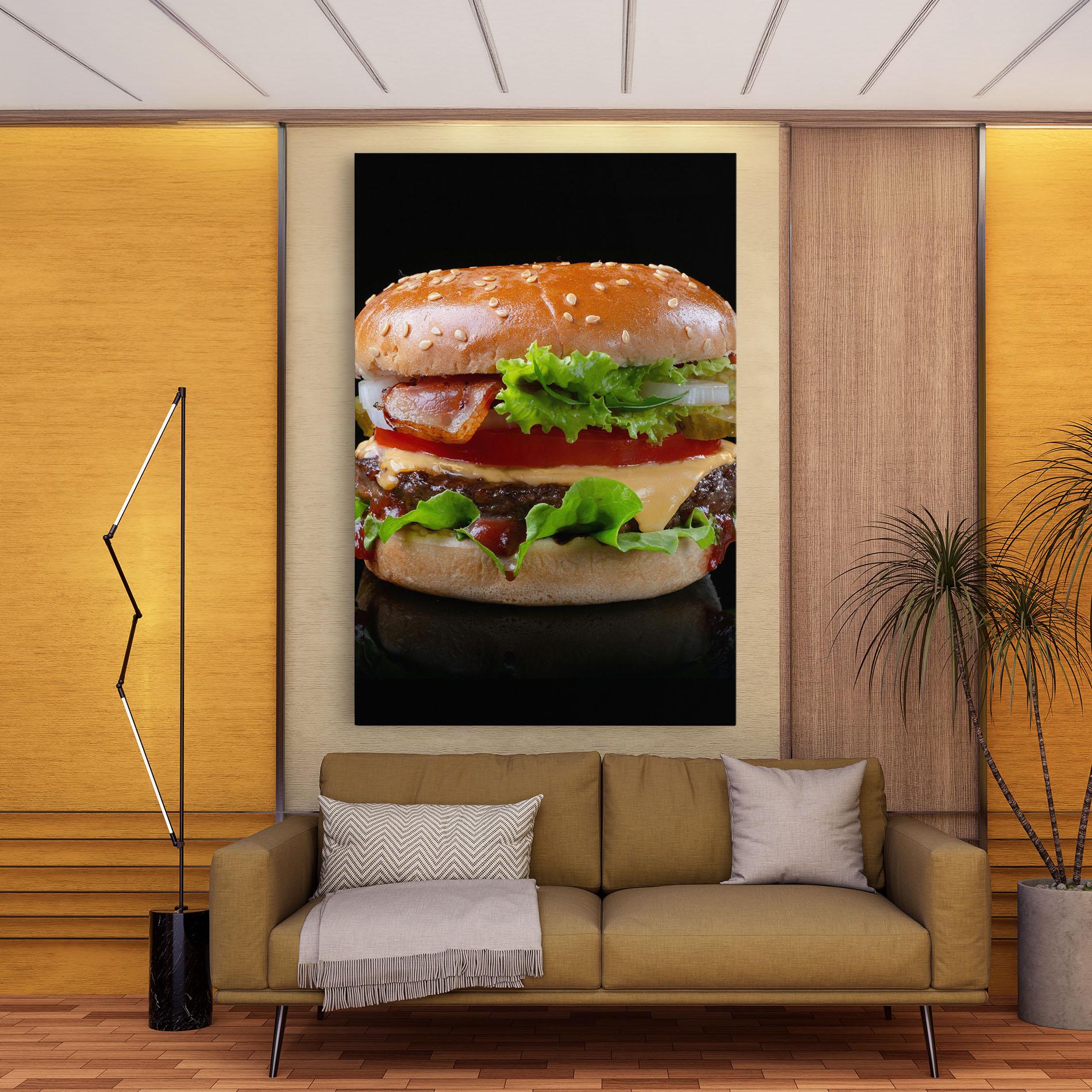 Vászonkép Yumm Hamburger mockup 9