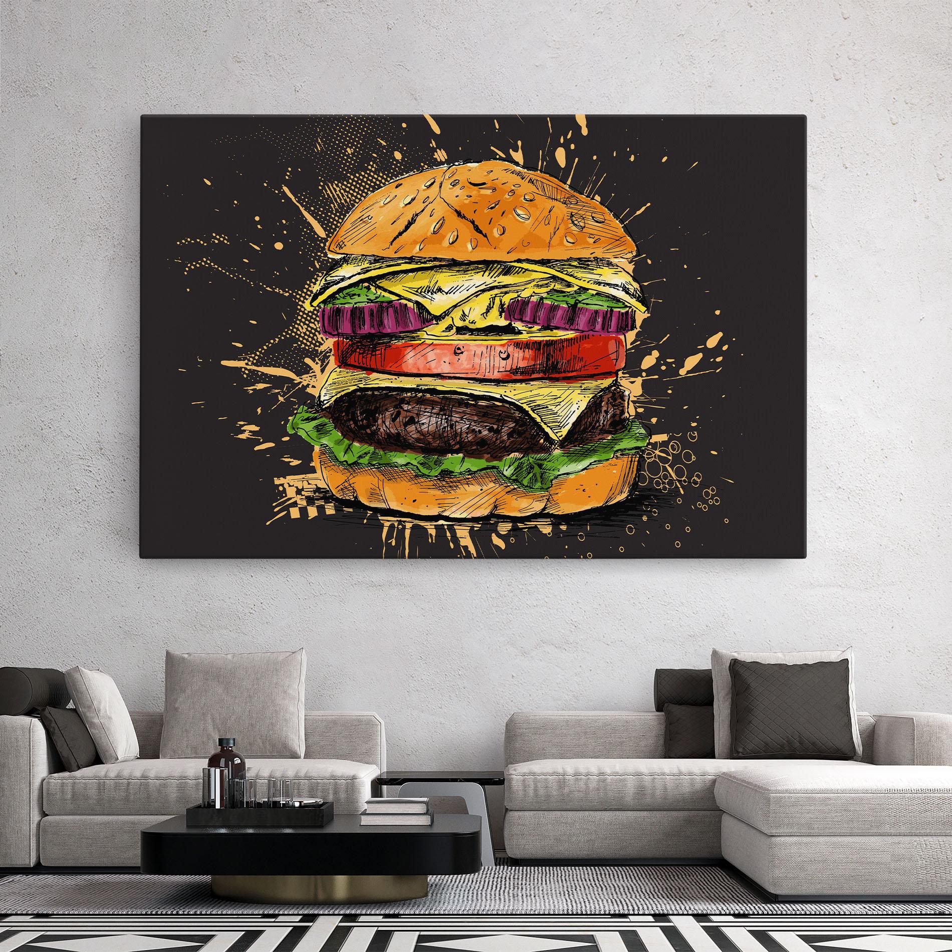 Vászonkép Burger Drawing mockup 2