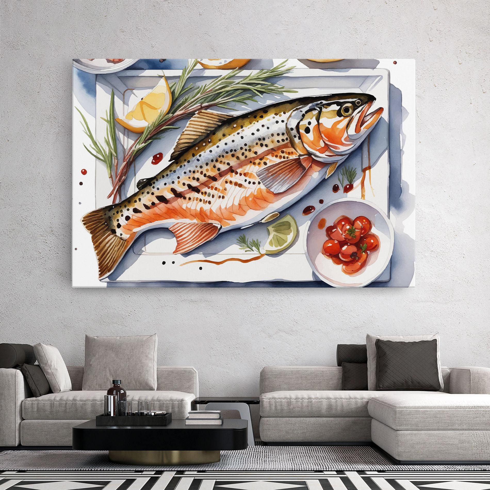 Vászonkép Grilled Trout mockup 2