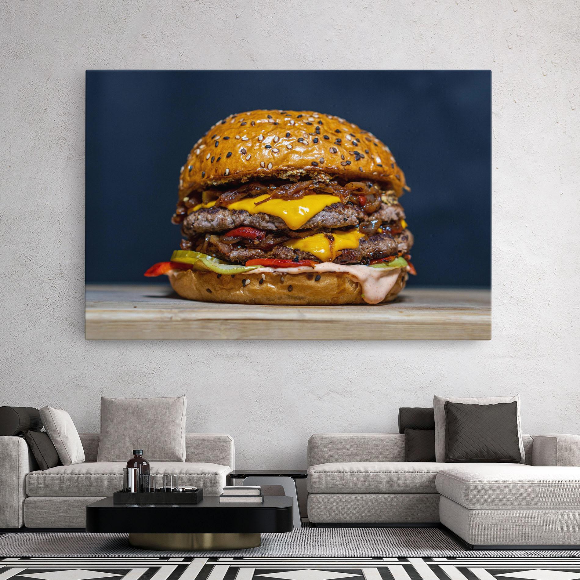 Vászonkép Tasty Hamburger mockup 2