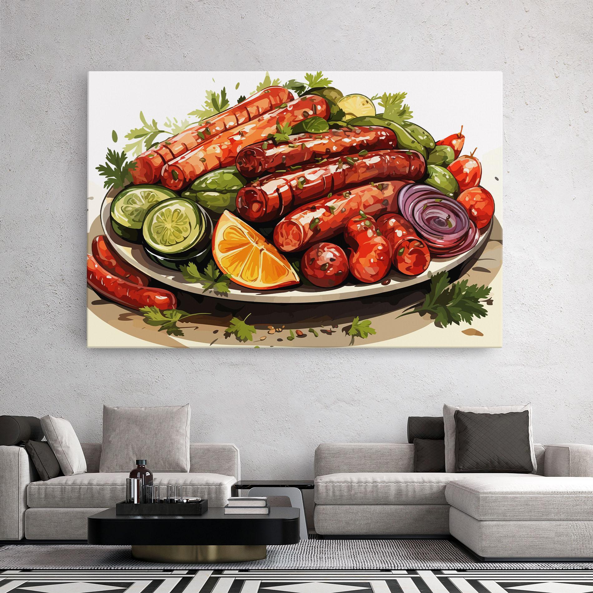 Vászonkép Tasty Sousages mockup 2