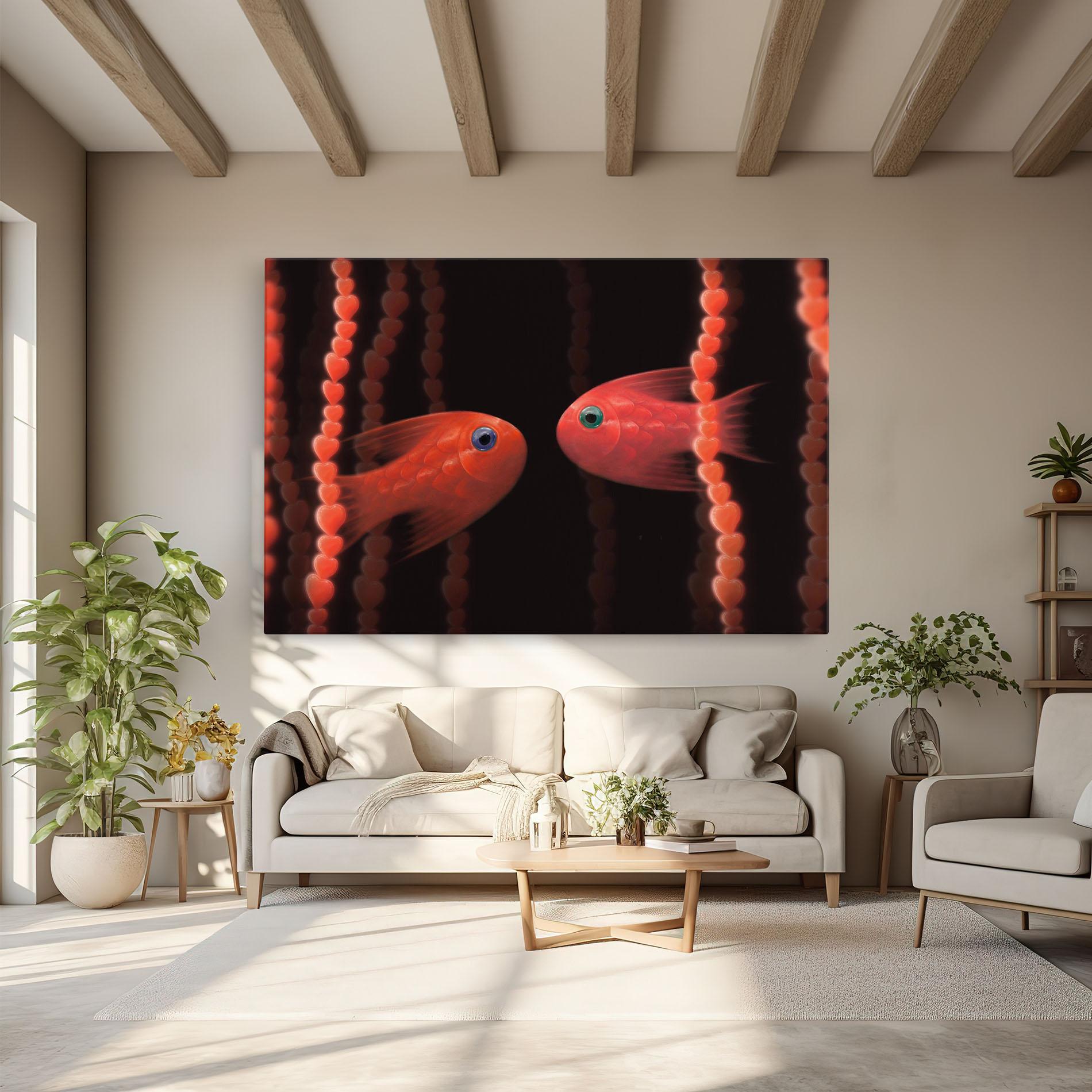 Vászonkép Orange Fish Heart mockup 6