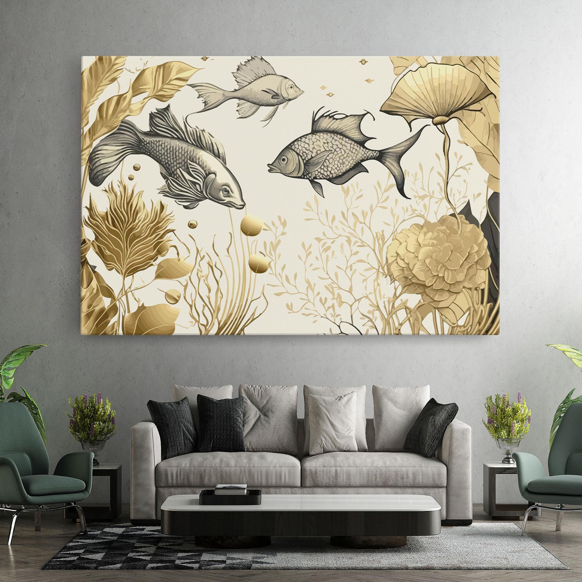 Vászonkép Grey Gold Fish mockup 7