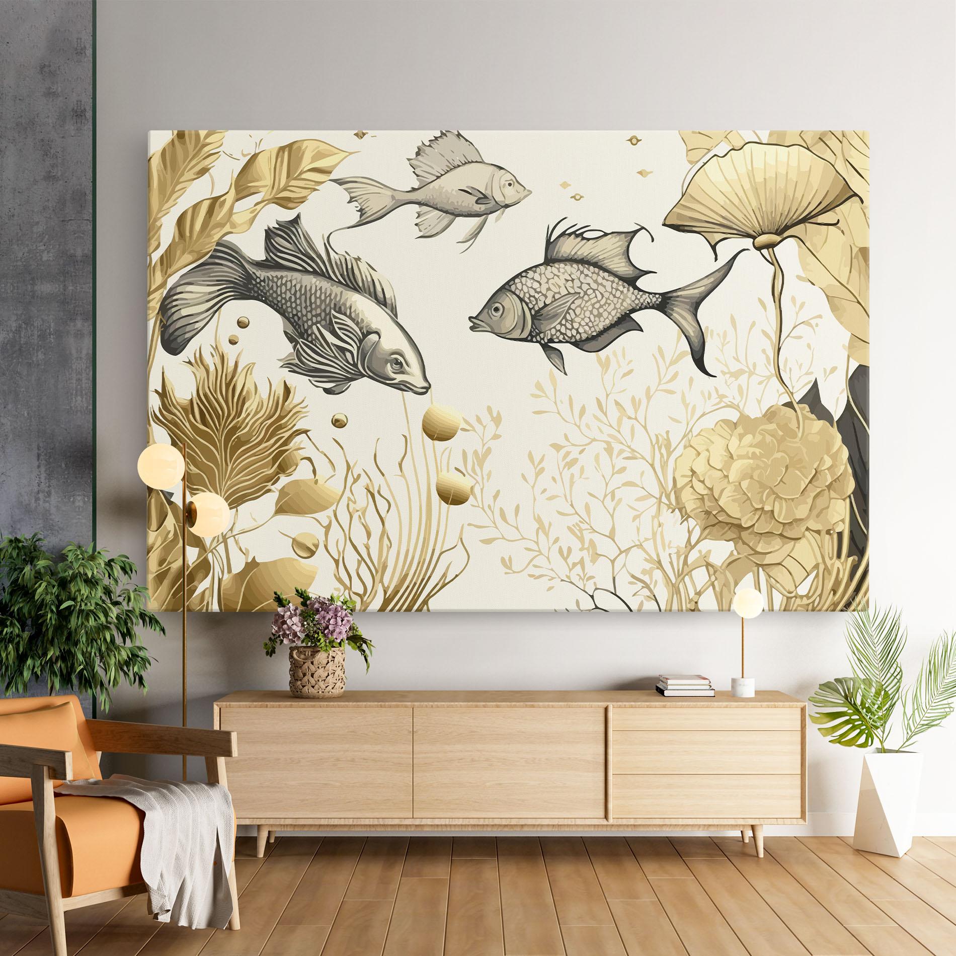 Vászonkép Grey Gold Fish mockup 9