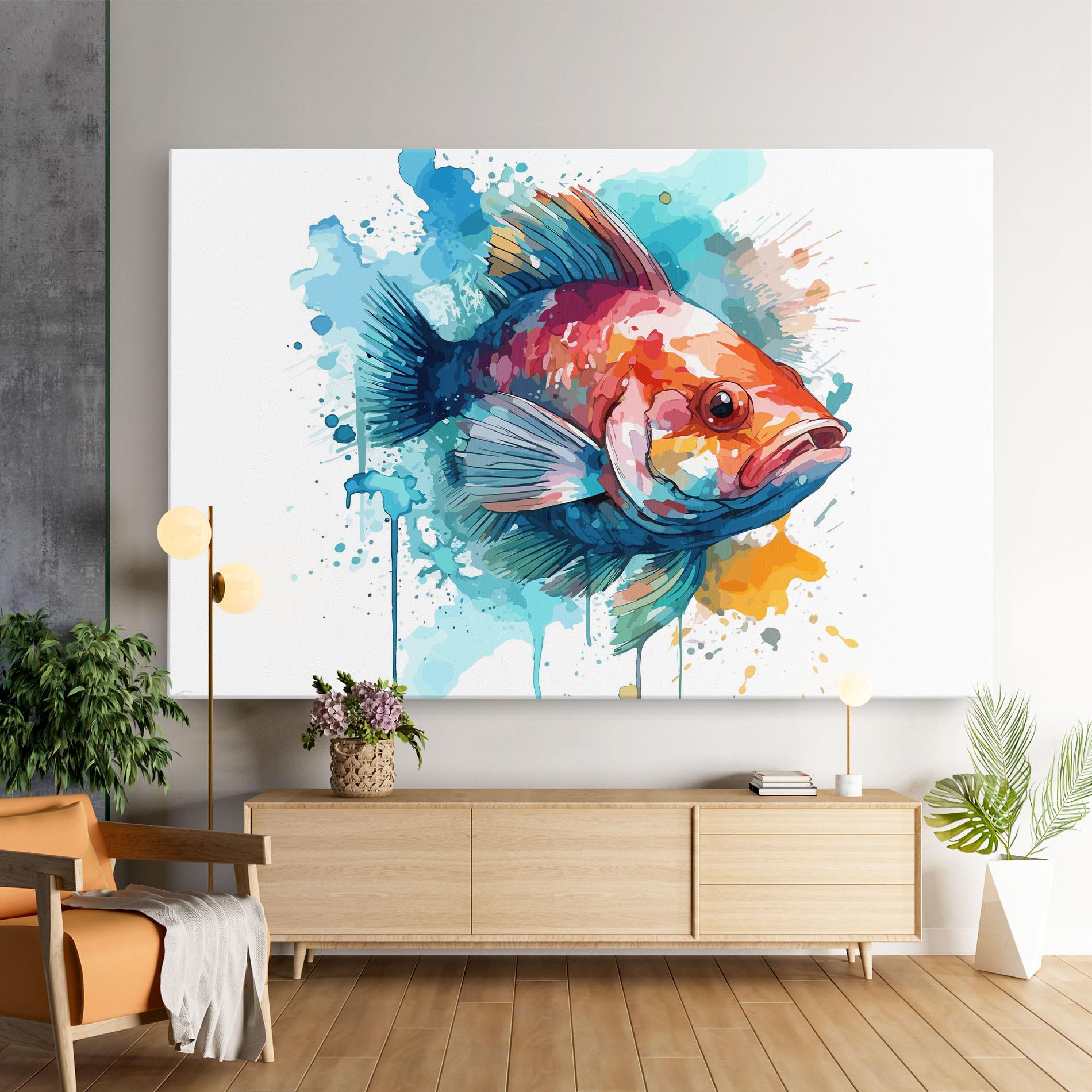 Vászonkép Watercolor Fish mockup 9