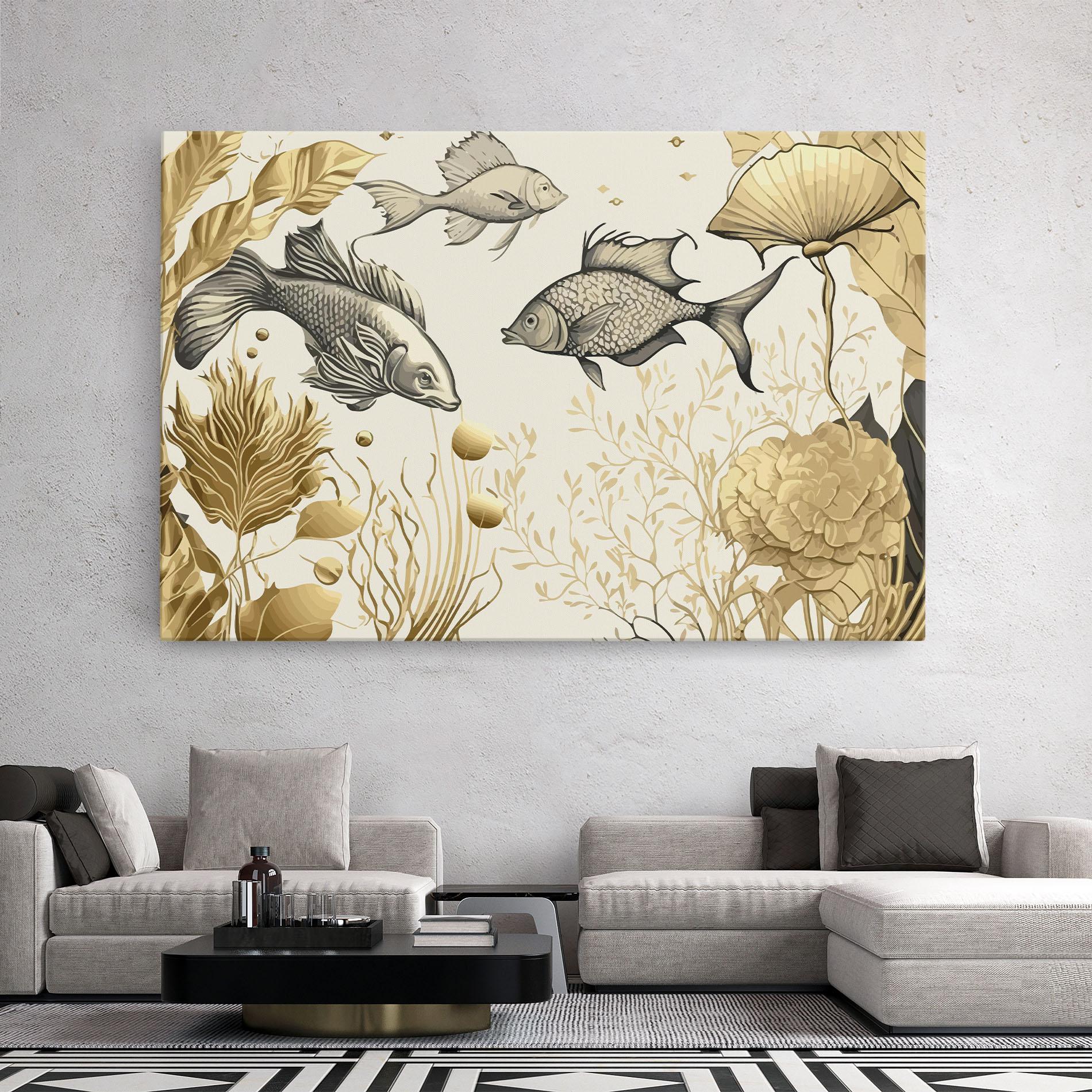 Vászonkép Grey Gold Fish mockup 2
