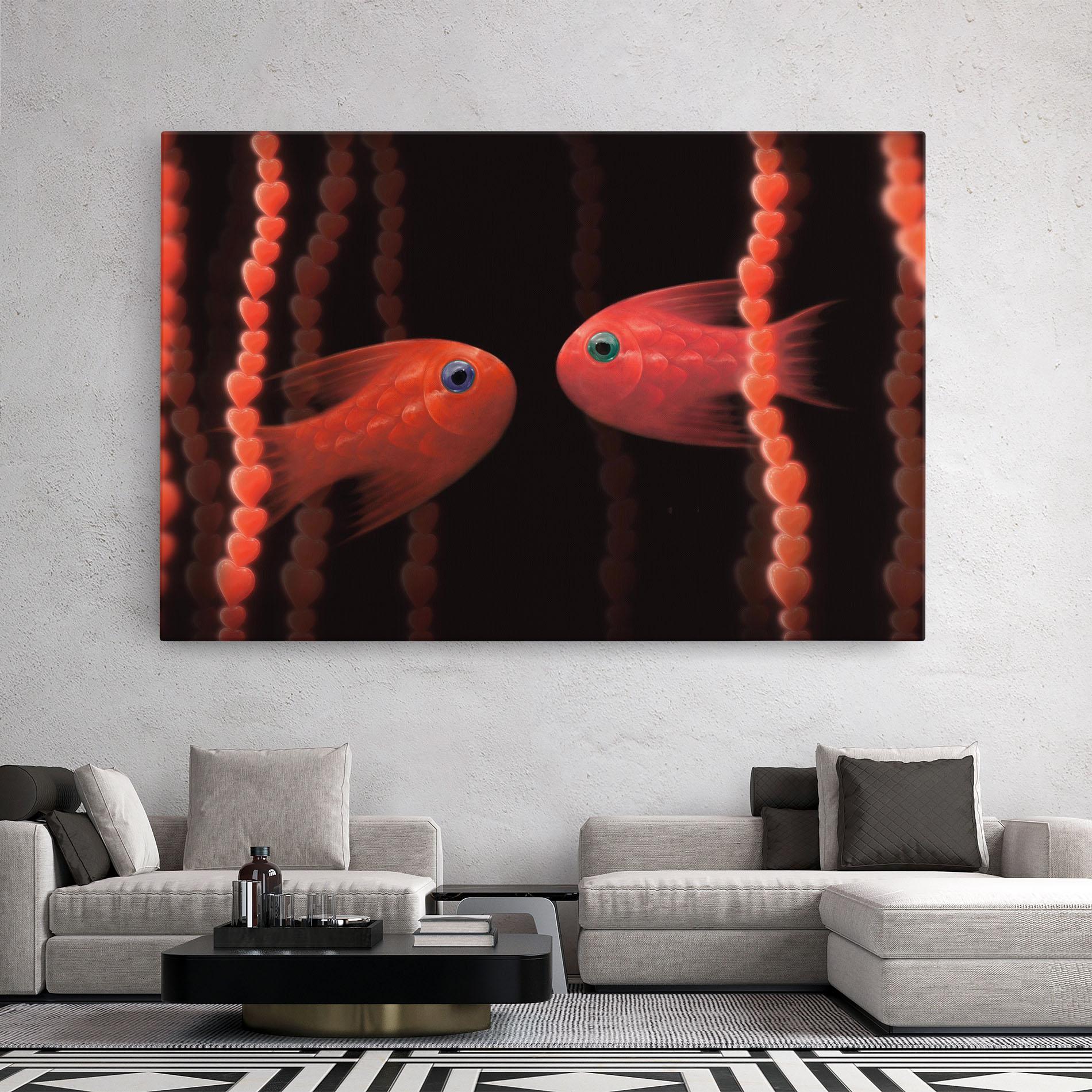 Vászonkép Orange Fish Heart mockup 2