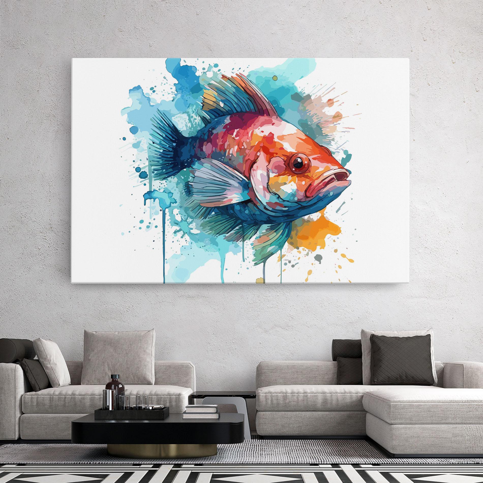 Vászonkép Watercolor Fish mockup 2