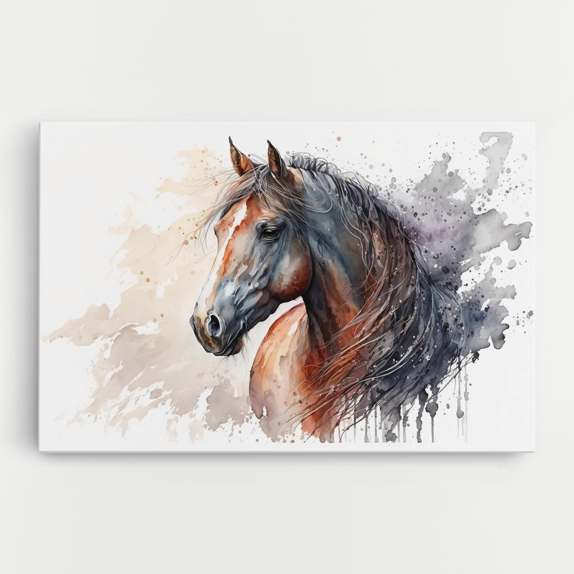 Vászonkép Black Brown Horse Painting mockup 0