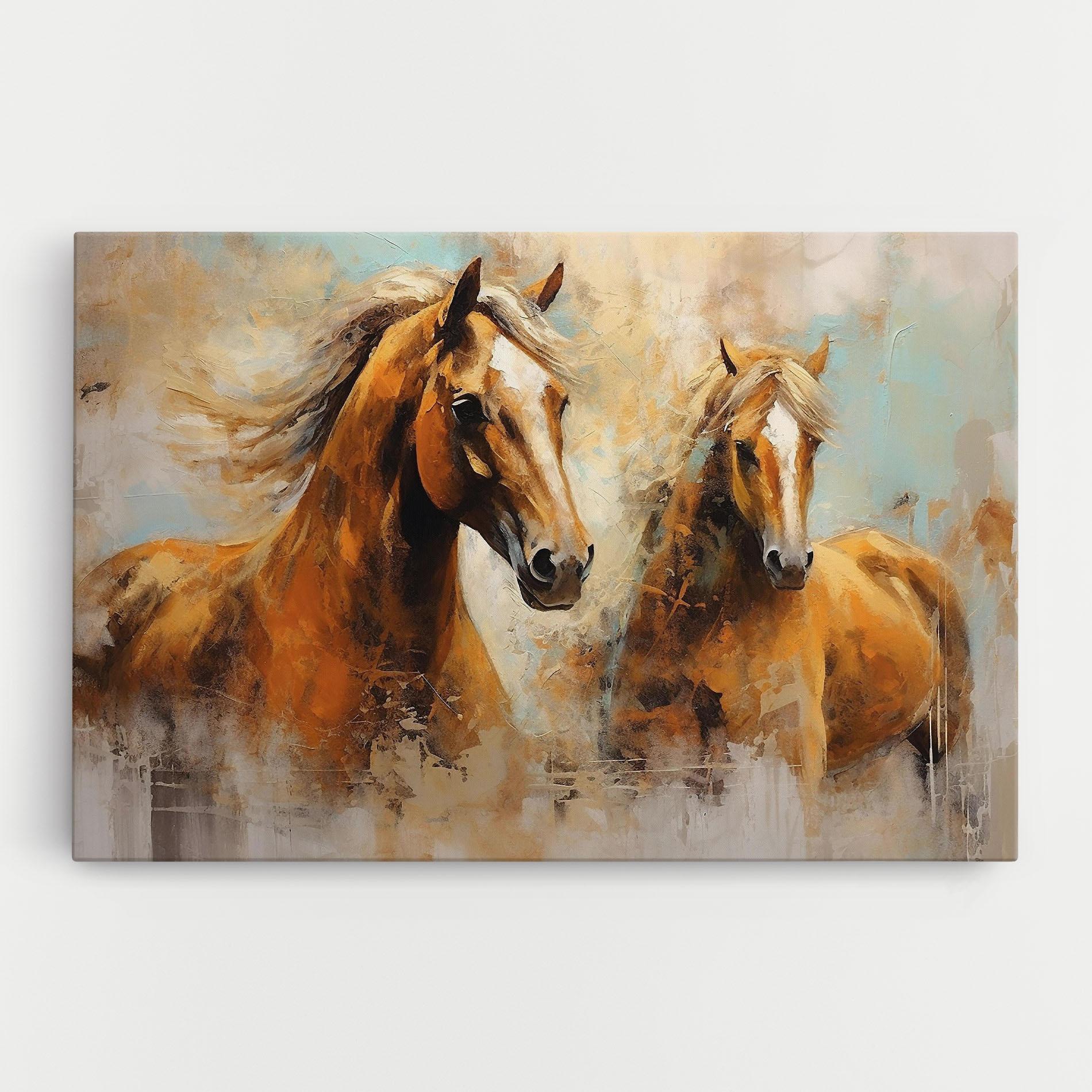 Vászonkép Brown Horses Staying mockup 0