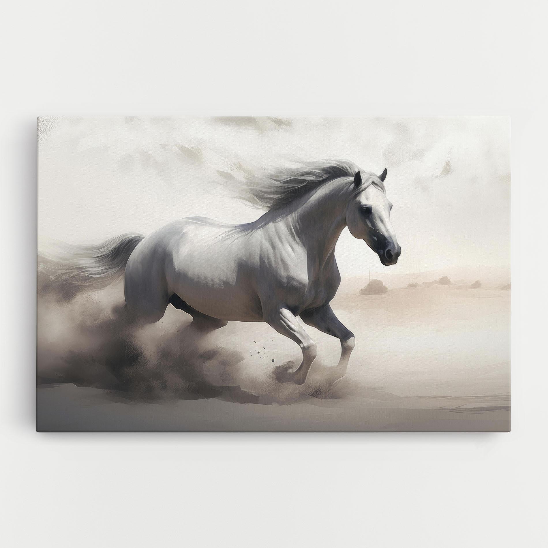 Vászonkép Light Grey Horse Galloping mockup 0