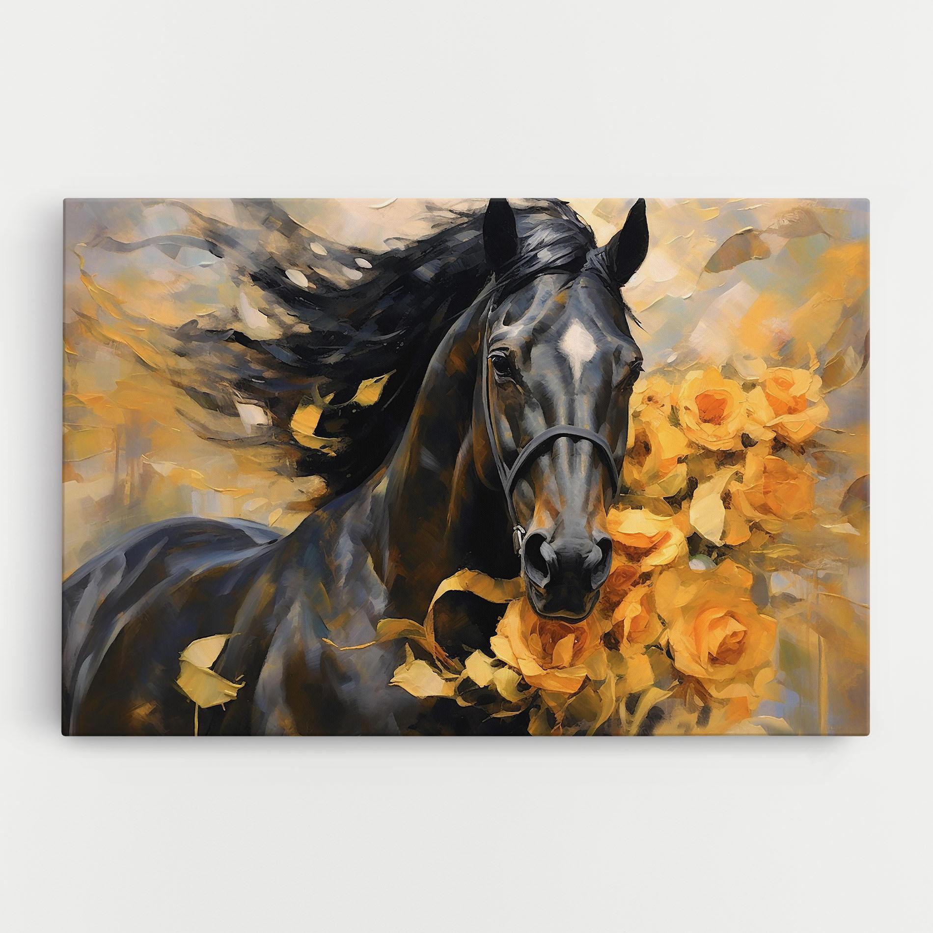 Vászonkép Yellow Roses Horse mockup 0