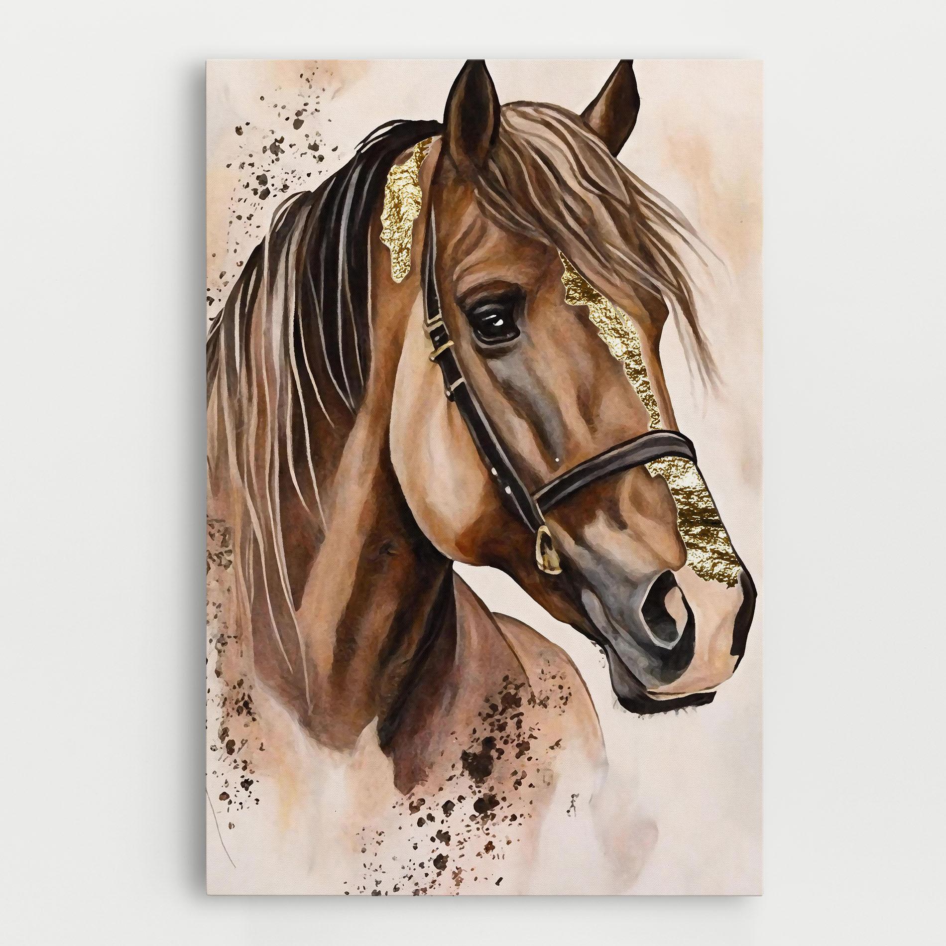 Vászonkép Gold Horse Painting mockup 0
