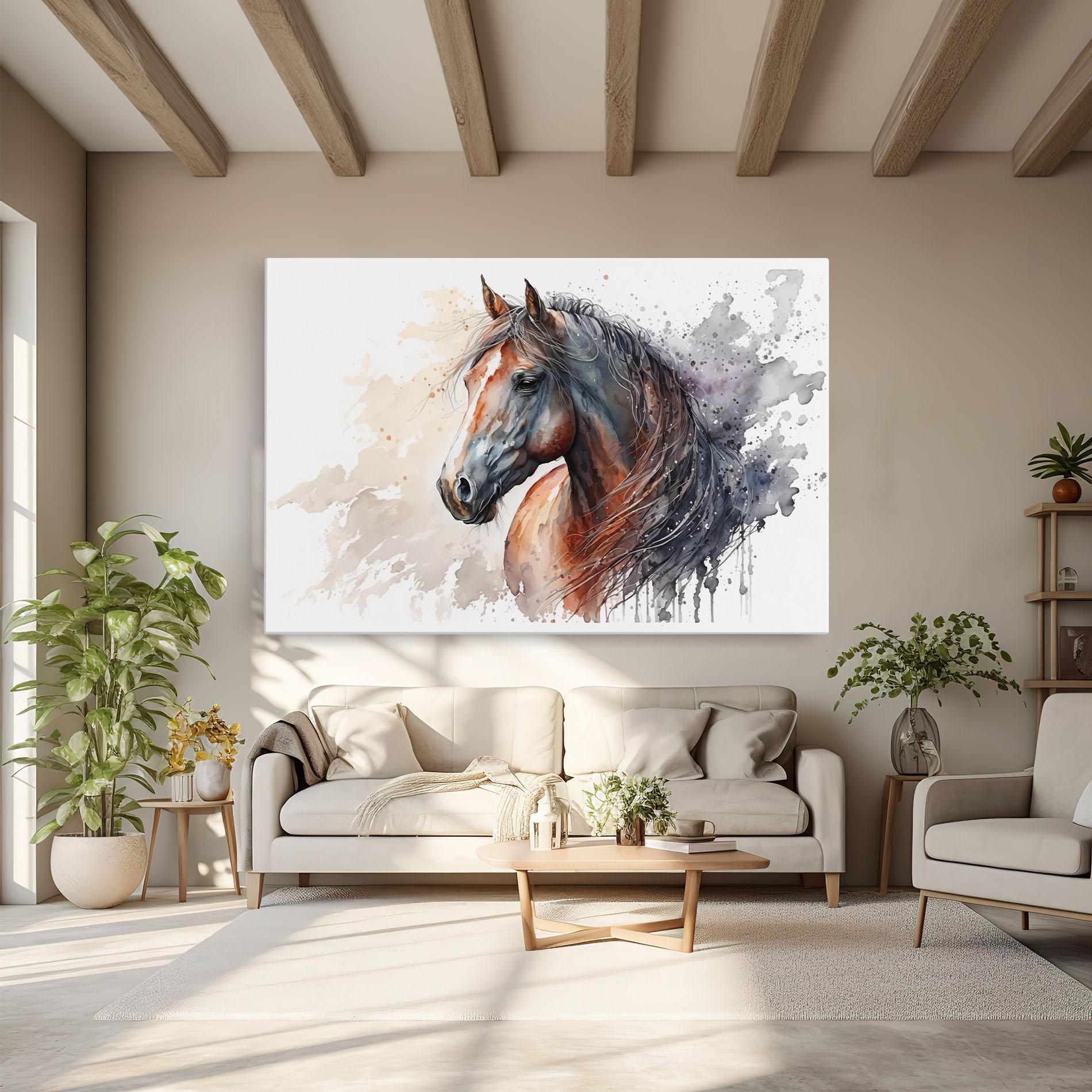 Vászonkép Black Brown Horse Painting mockup 6