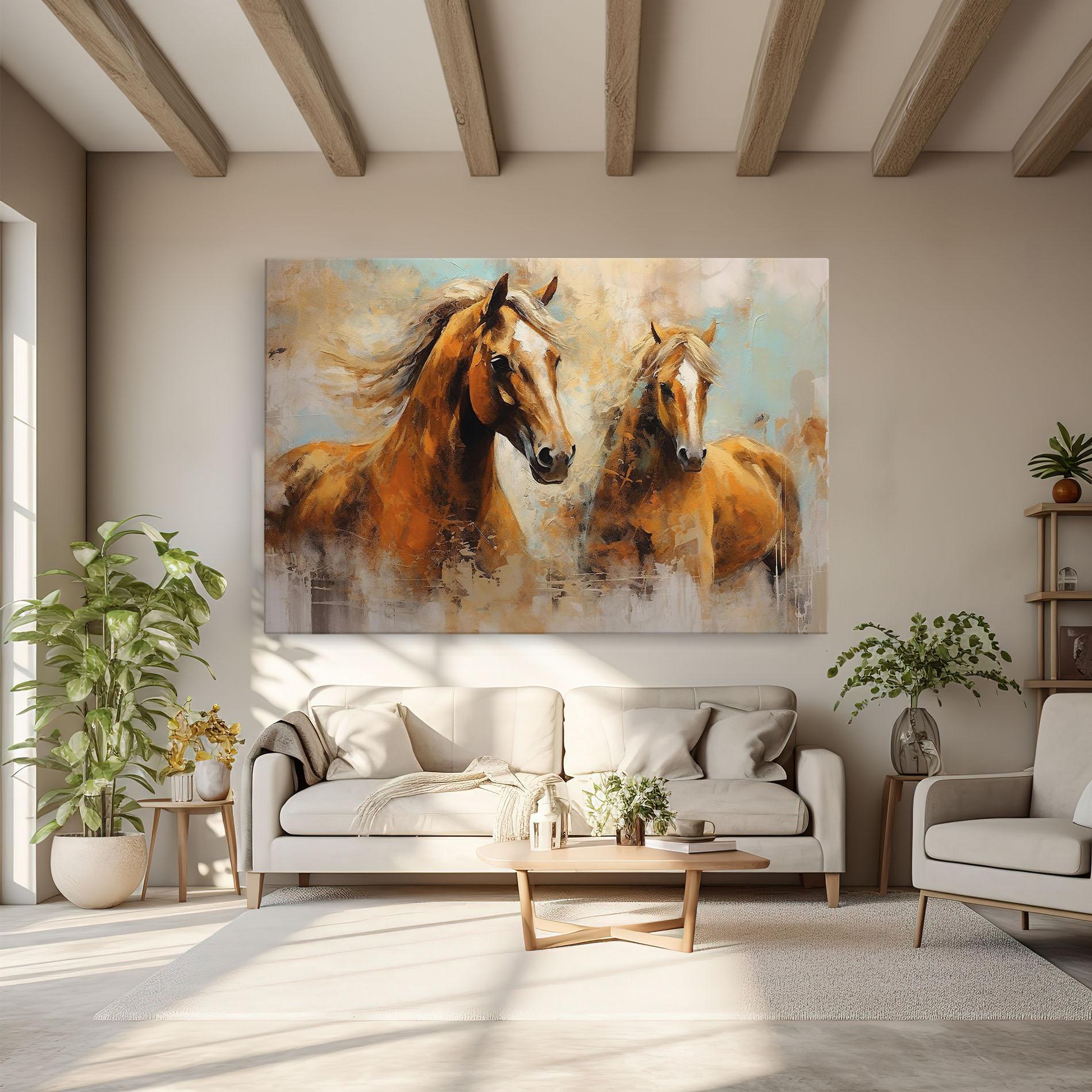 Vászonkép Brown Horses Staying mockup 6