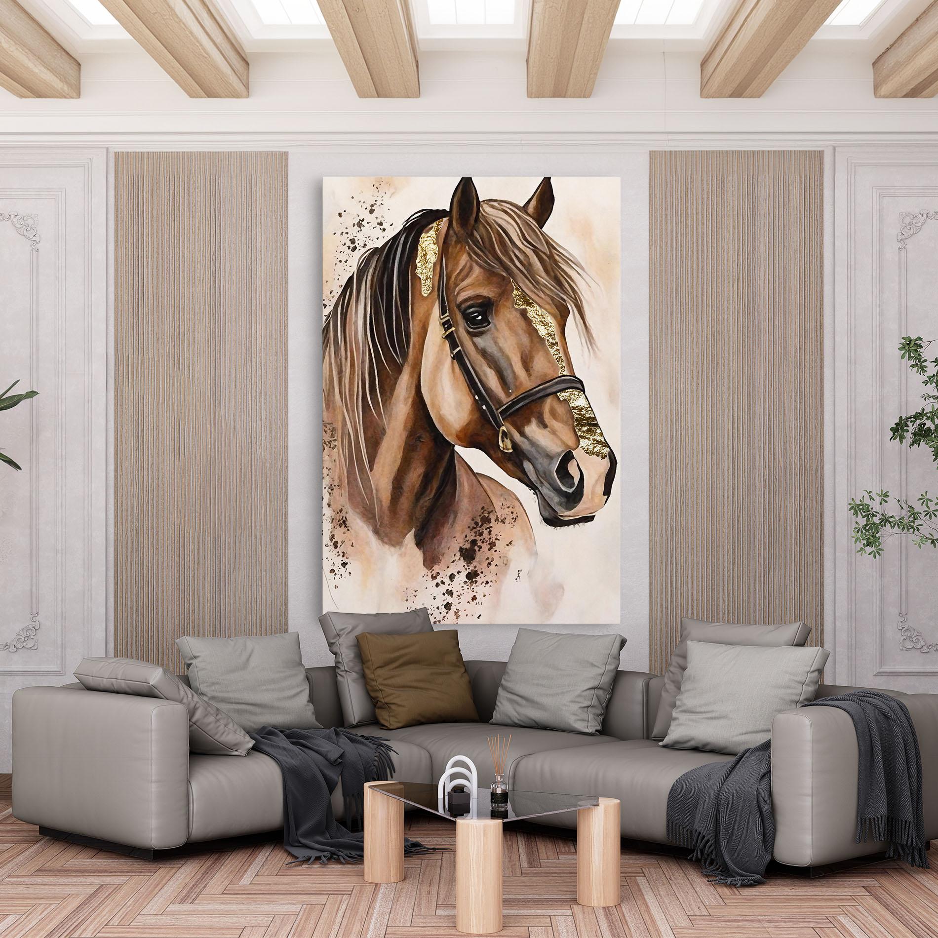 Vászonkép Gold Horse Painting mockup 6