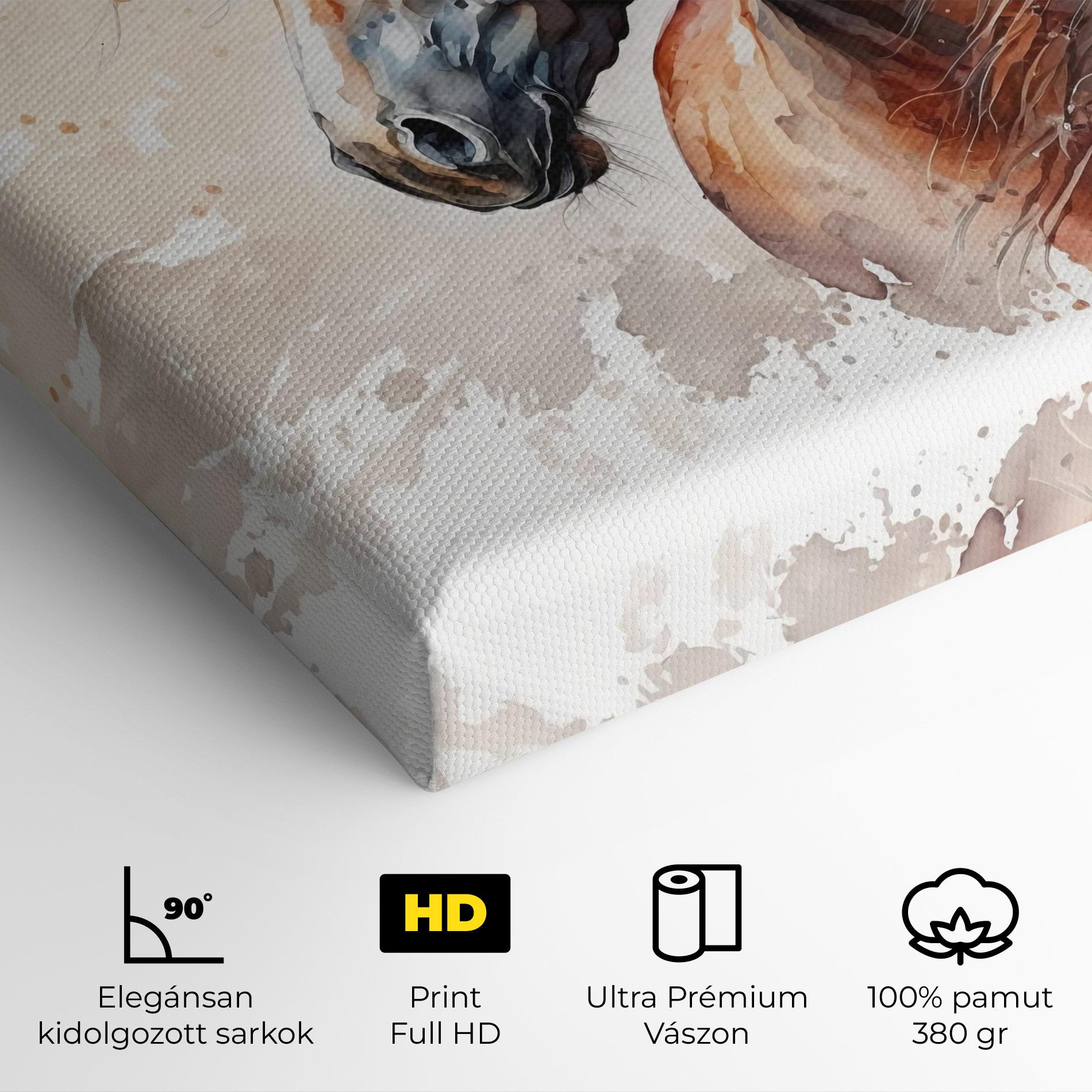 Vászonkép Black Brown Horse Painting mockup 4