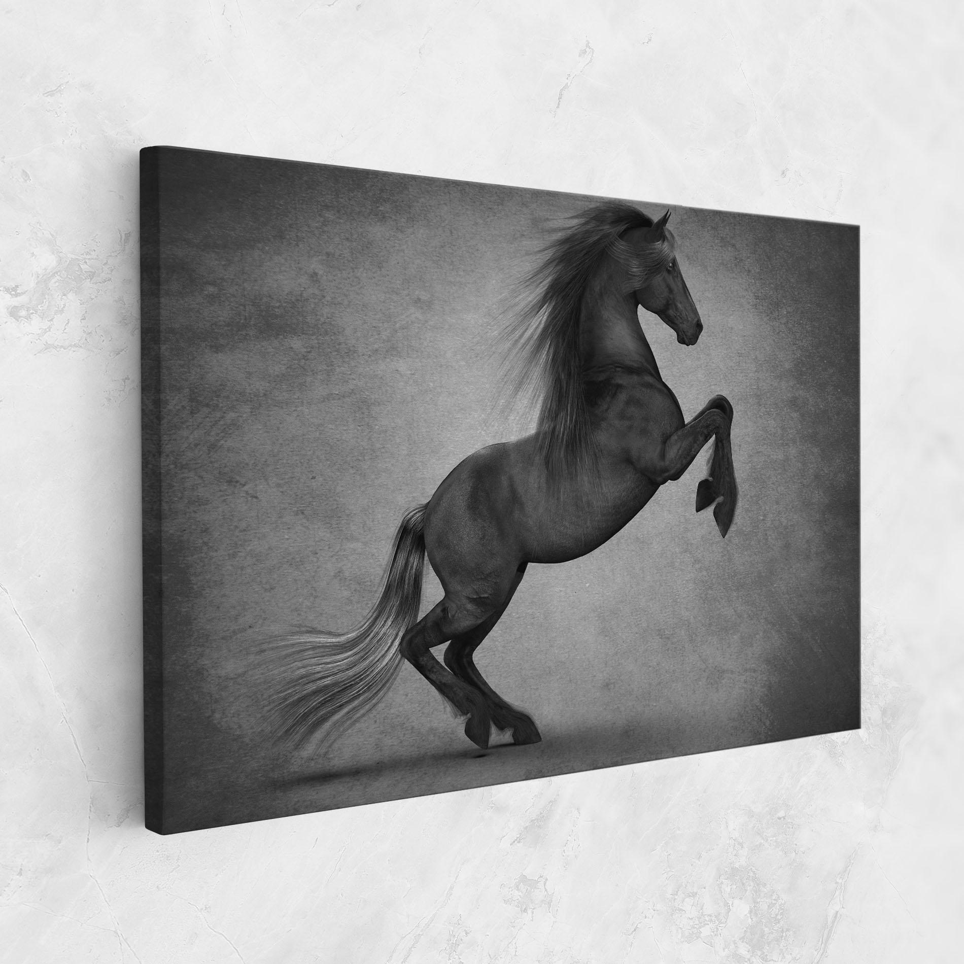Vászonkép Black Horse Jumping mockup 1