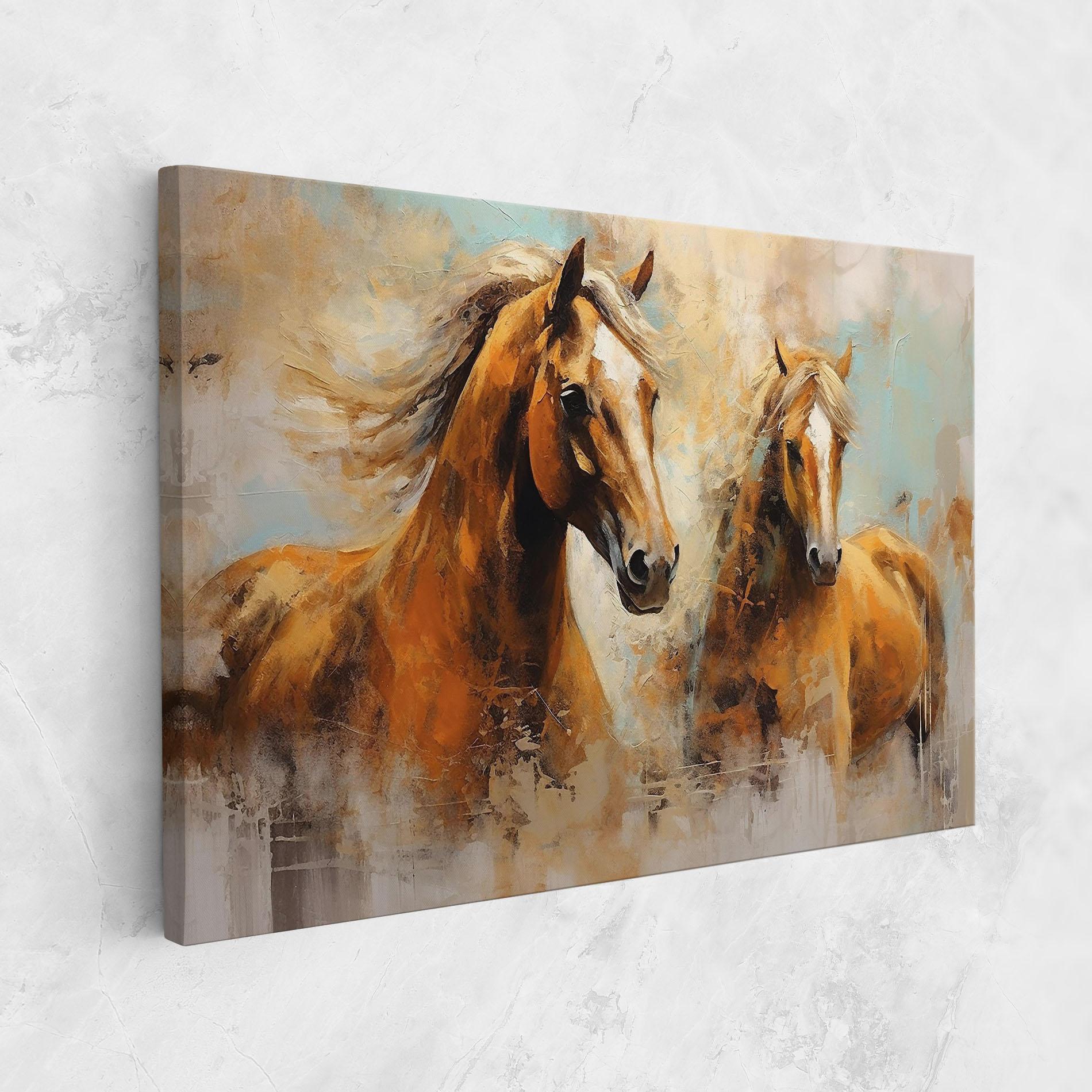 Vászonkép Brown Horses Staying mockup 1