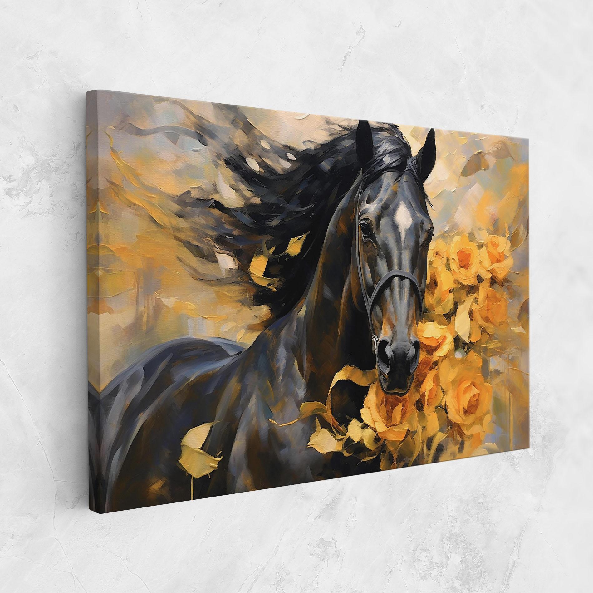 Vászonkép Yellow Roses Horse mockup 1