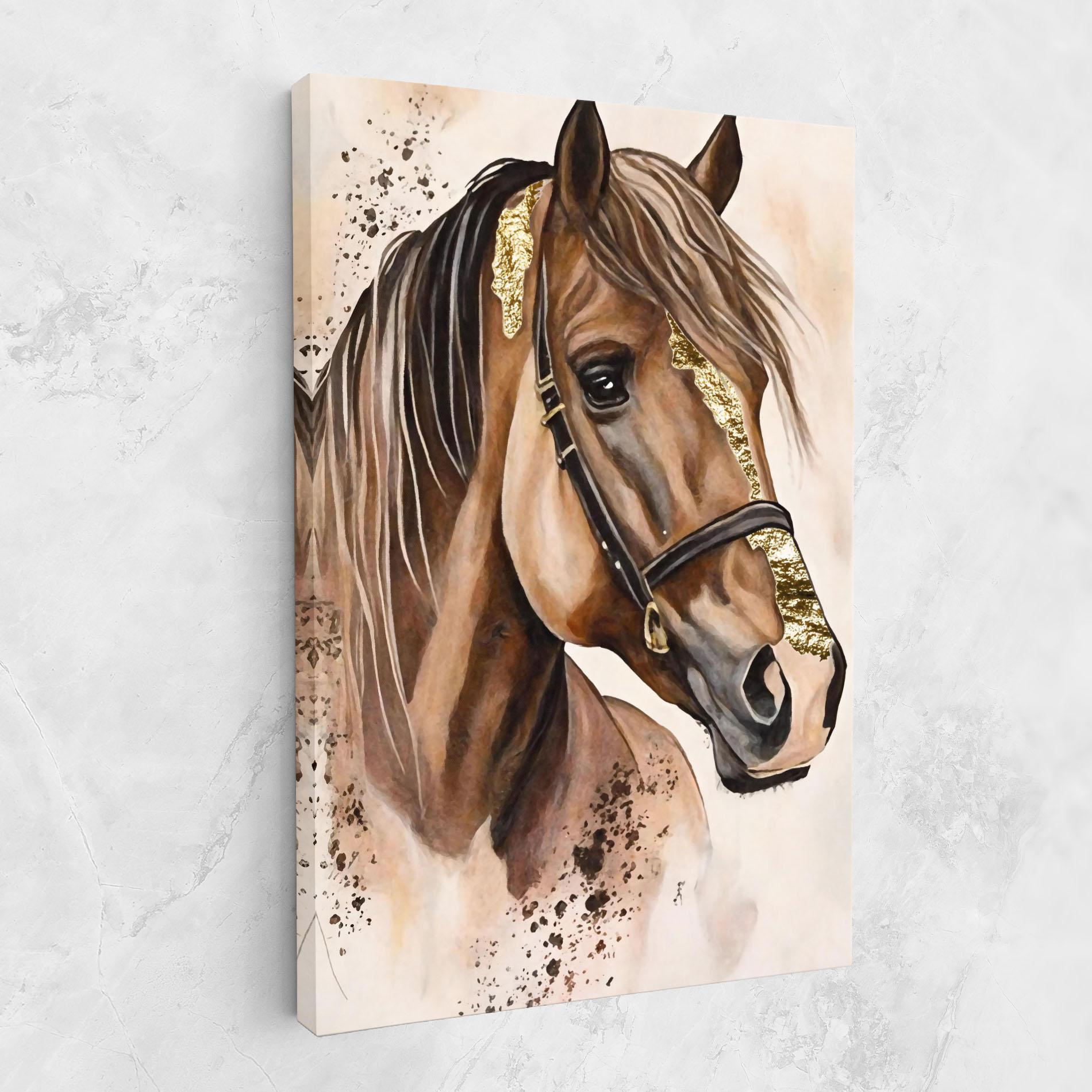 Vászonkép Gold Horse Painting mockup 1