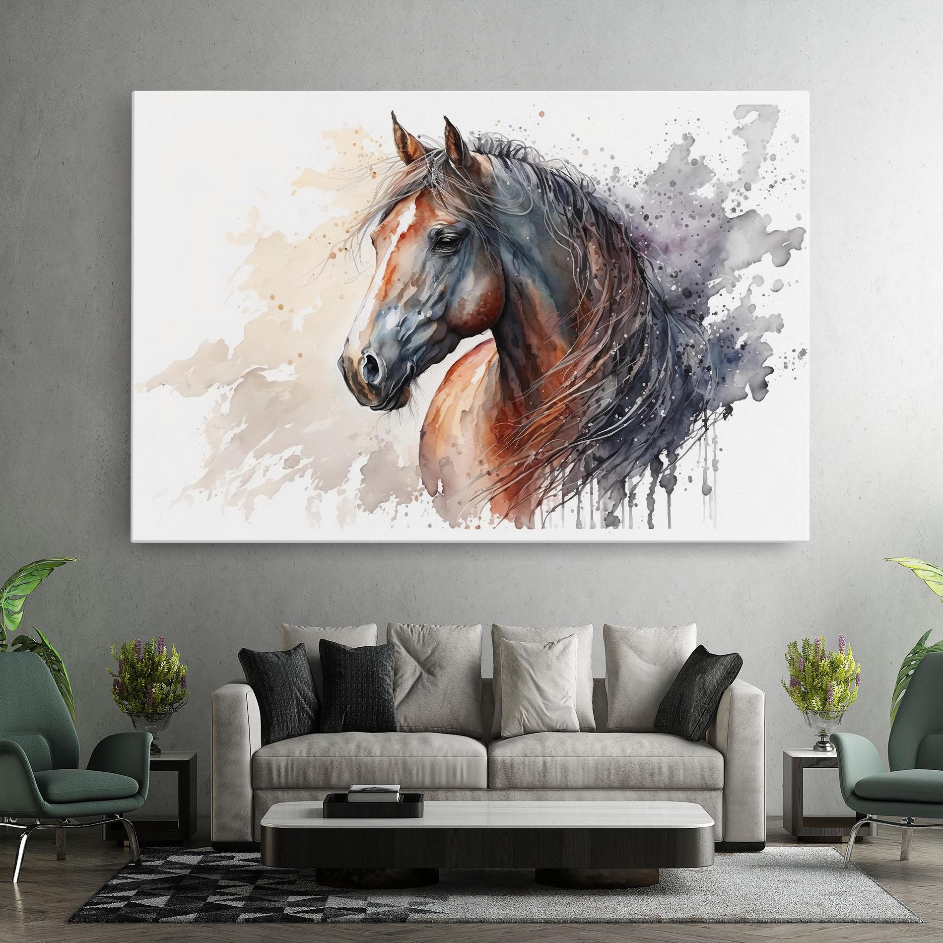 Vászonkép Black Brown Horse Painting mockup 7