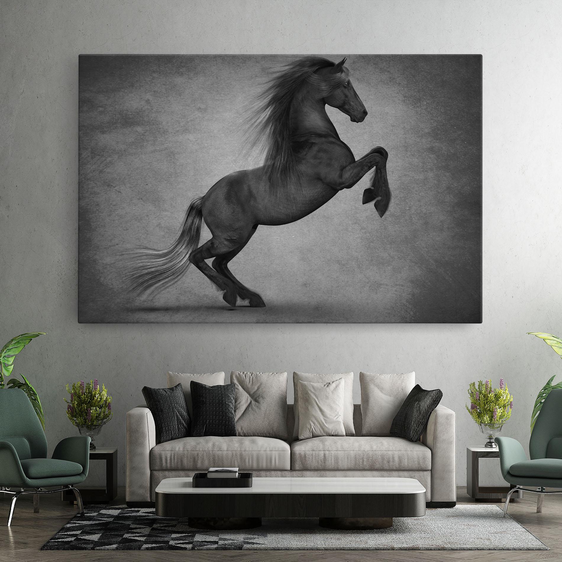 Vászonkép Black Horse Jumping mockup 7