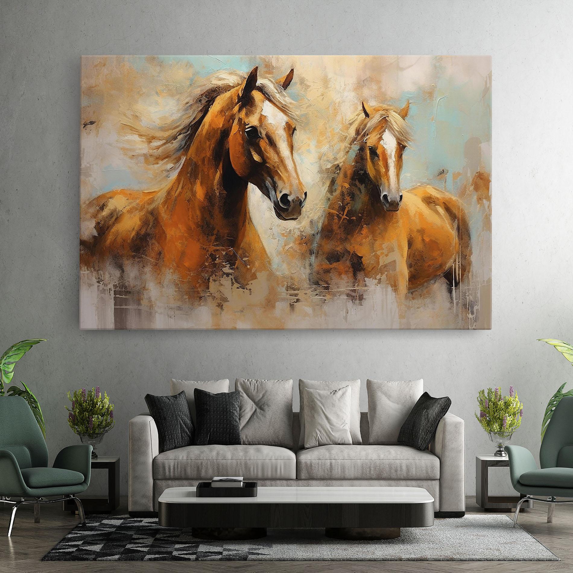 Vászonkép Brown Horses Staying mockup 7