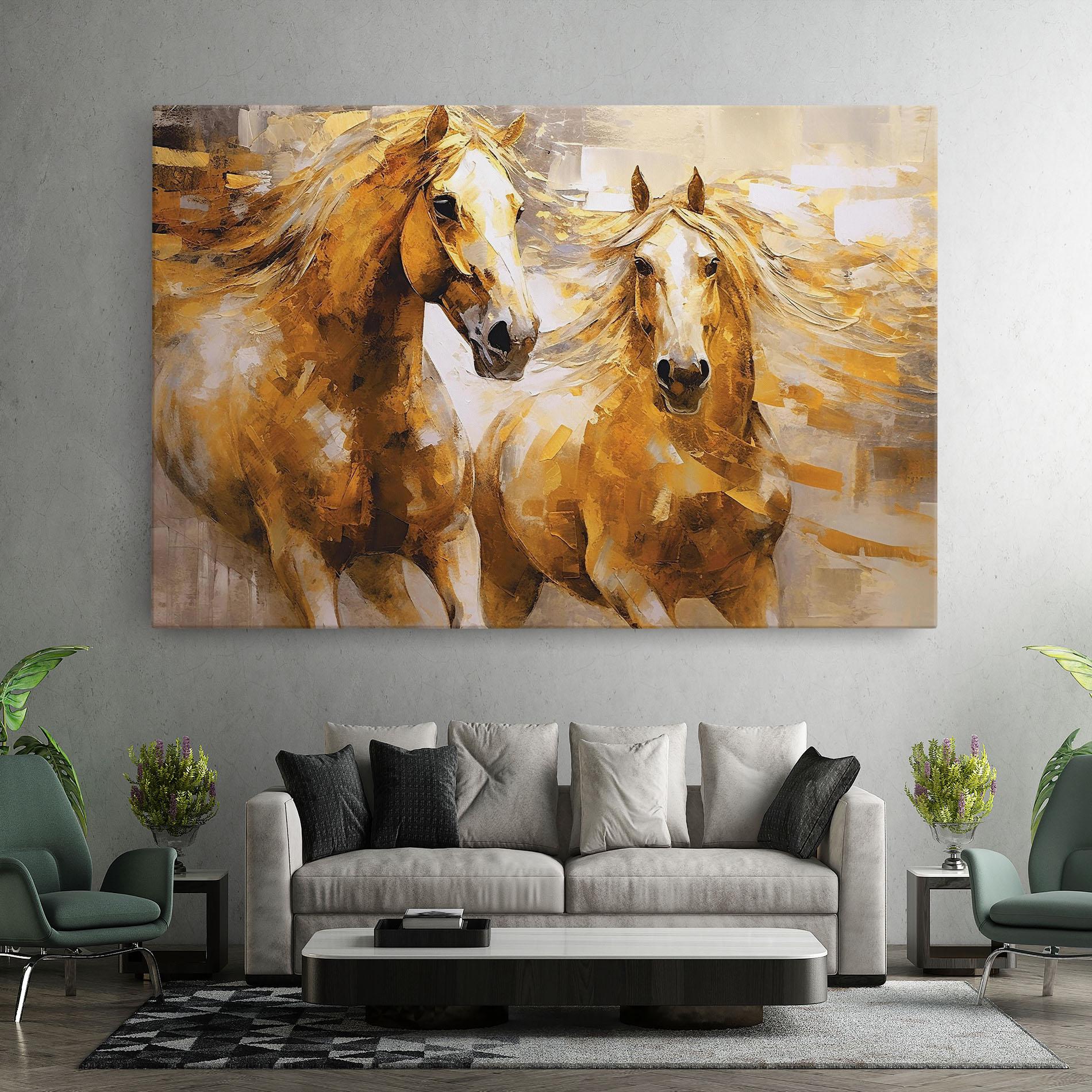 Vászonkép Golden Brown Horses mockup 7