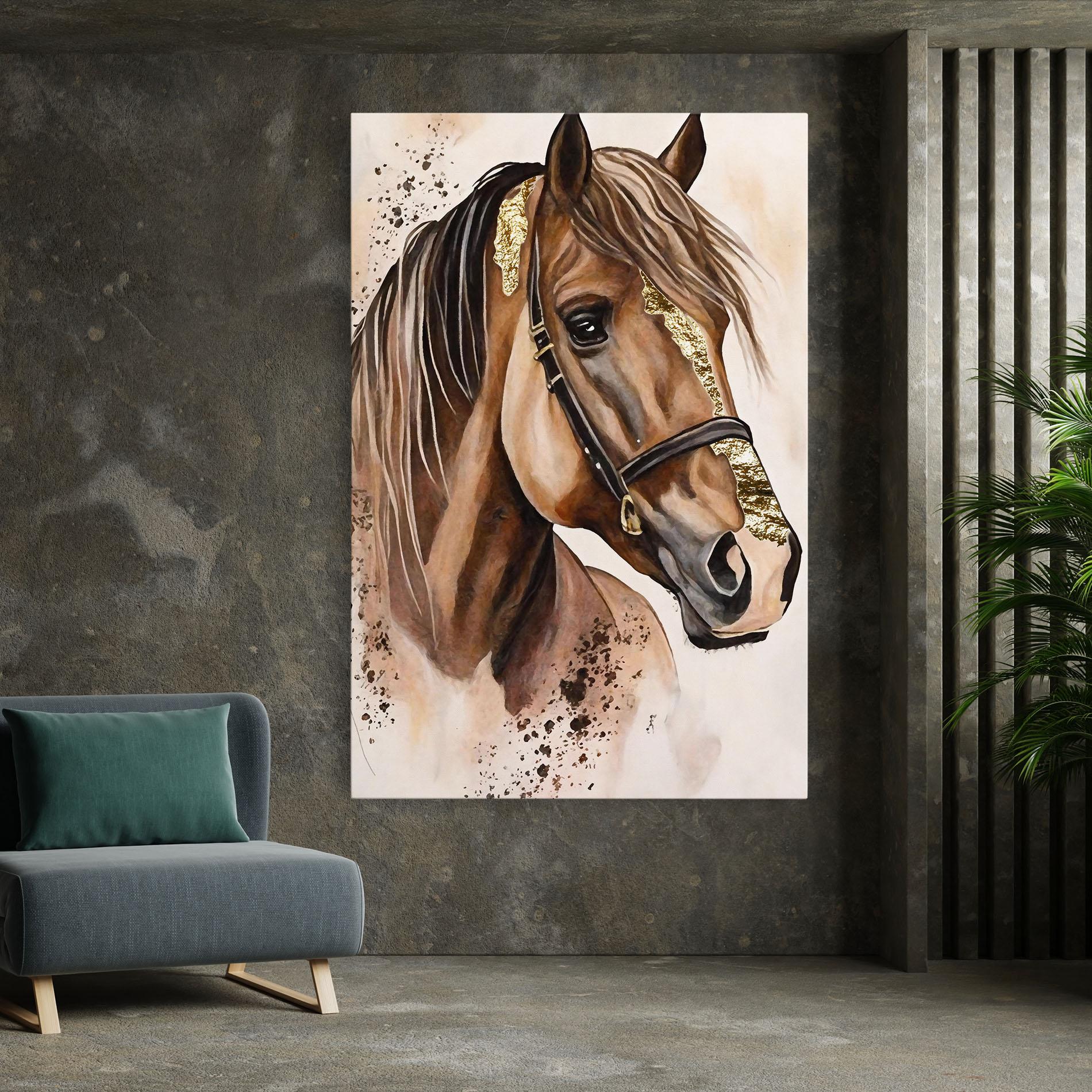 Vászonkép Gold Horse Painting mockup 7
