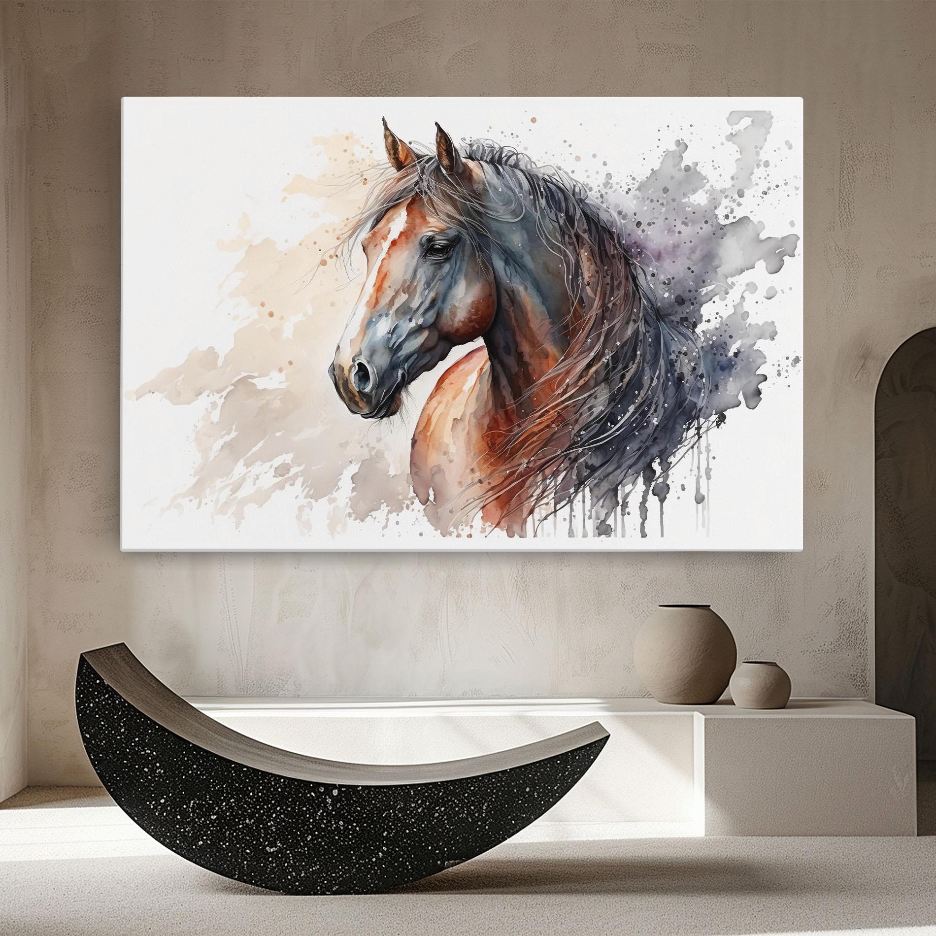 Vászonkép Black Brown Horse Painting mockup 8