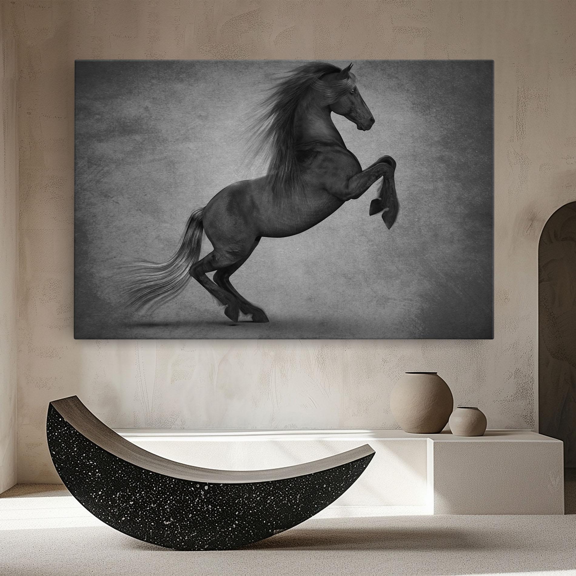 Vászonkép Black Horse Jumping mockup 8