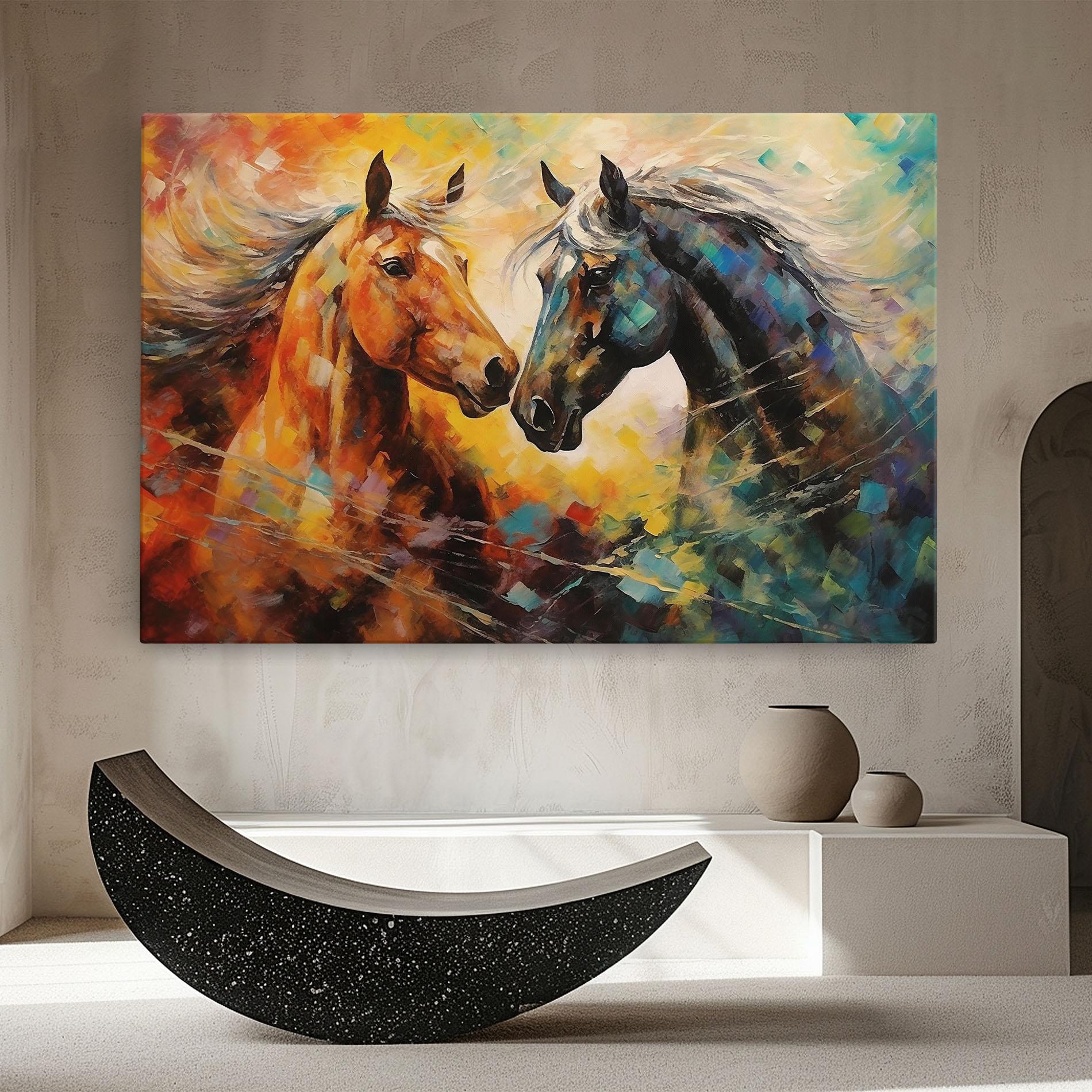 Vászonkép Brown Black Horses mockup 8